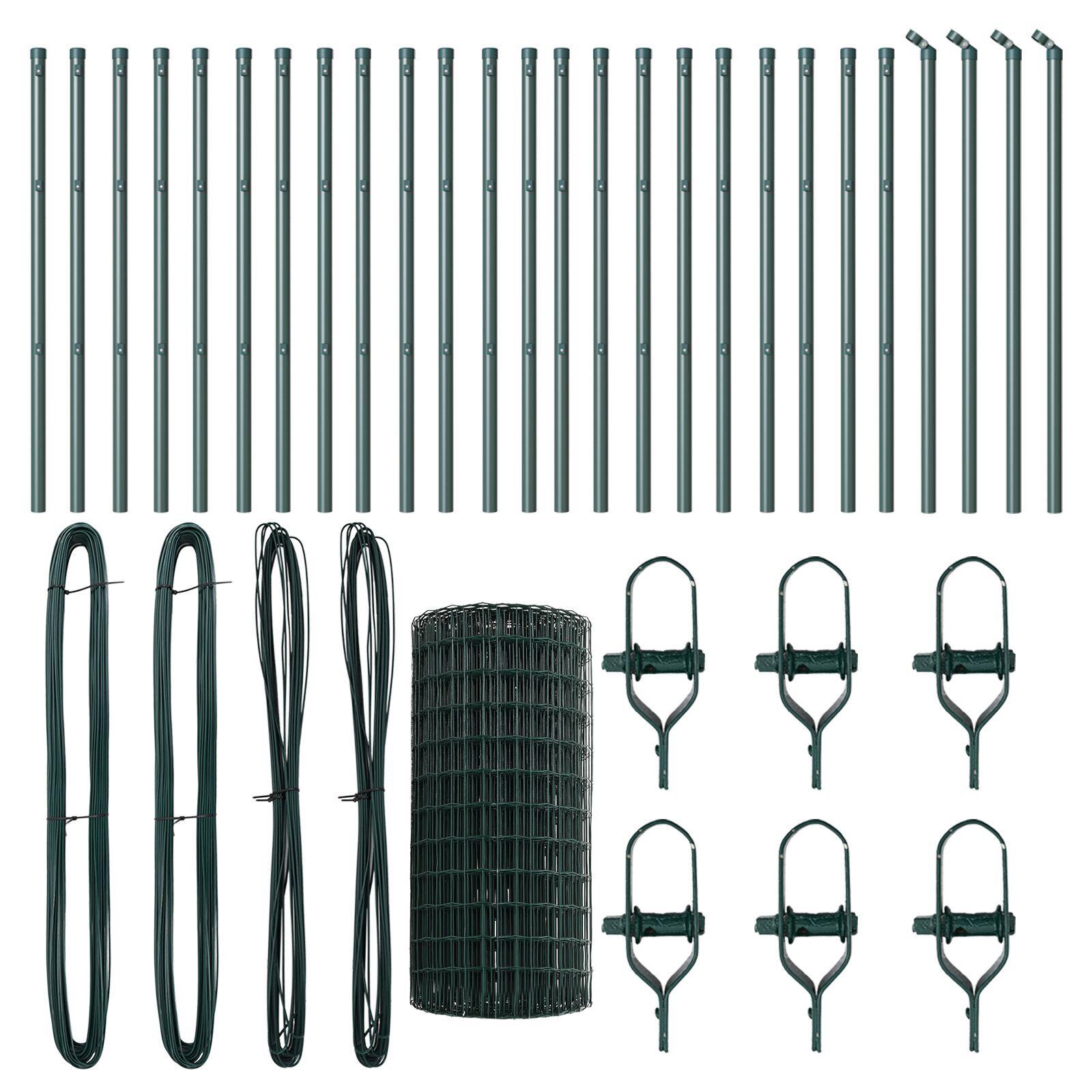Gard Euro cu 13 Stâlpi 0.4x50 m Oțel galvanizat Verde GartenMobel Dekor