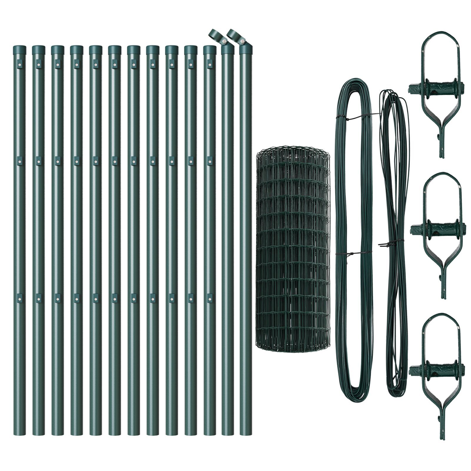 Gard Euro cu 13 Stâlpi 0.6x25 m Oțel galvanizat Verde GartenMobel Dekor