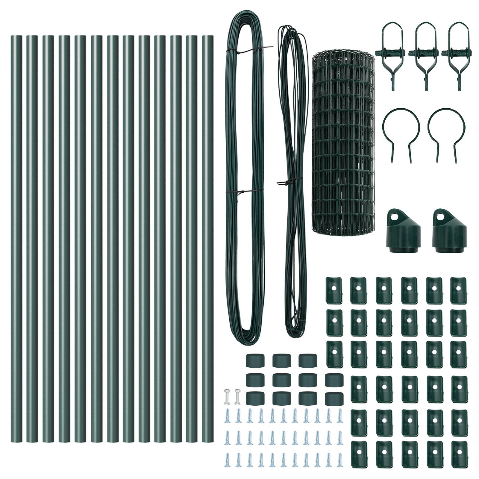 Gard Euro cu 13 Stâlpi 0.6x25 m Oțel galvanizat Verde GartenMobel Dekor