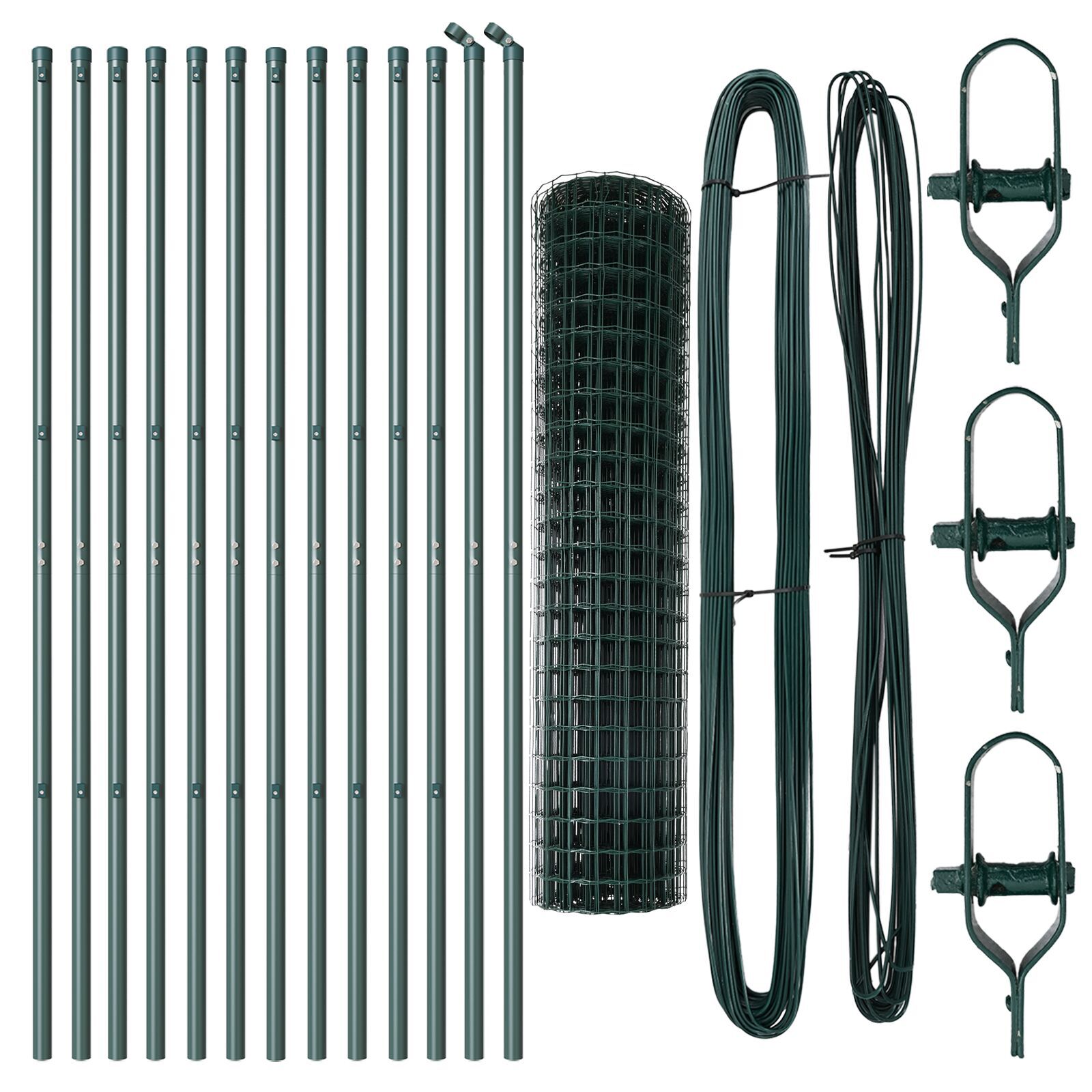 Gard Euro cu 13 Stâlpi 1x25 m Oțel galvanizat Verde GartenMobel Dekor