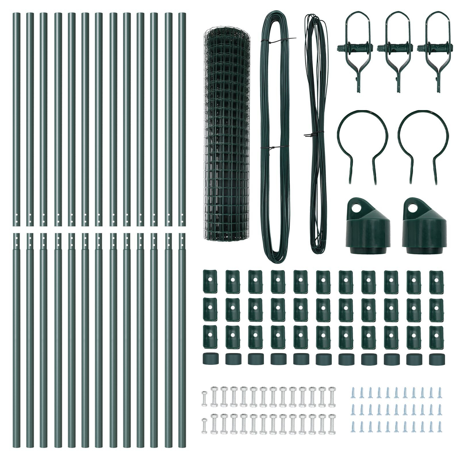 Gard Euro cu 13 Stâlpi 1x25 m Oțel galvanizat Verde GartenMobel Dekor