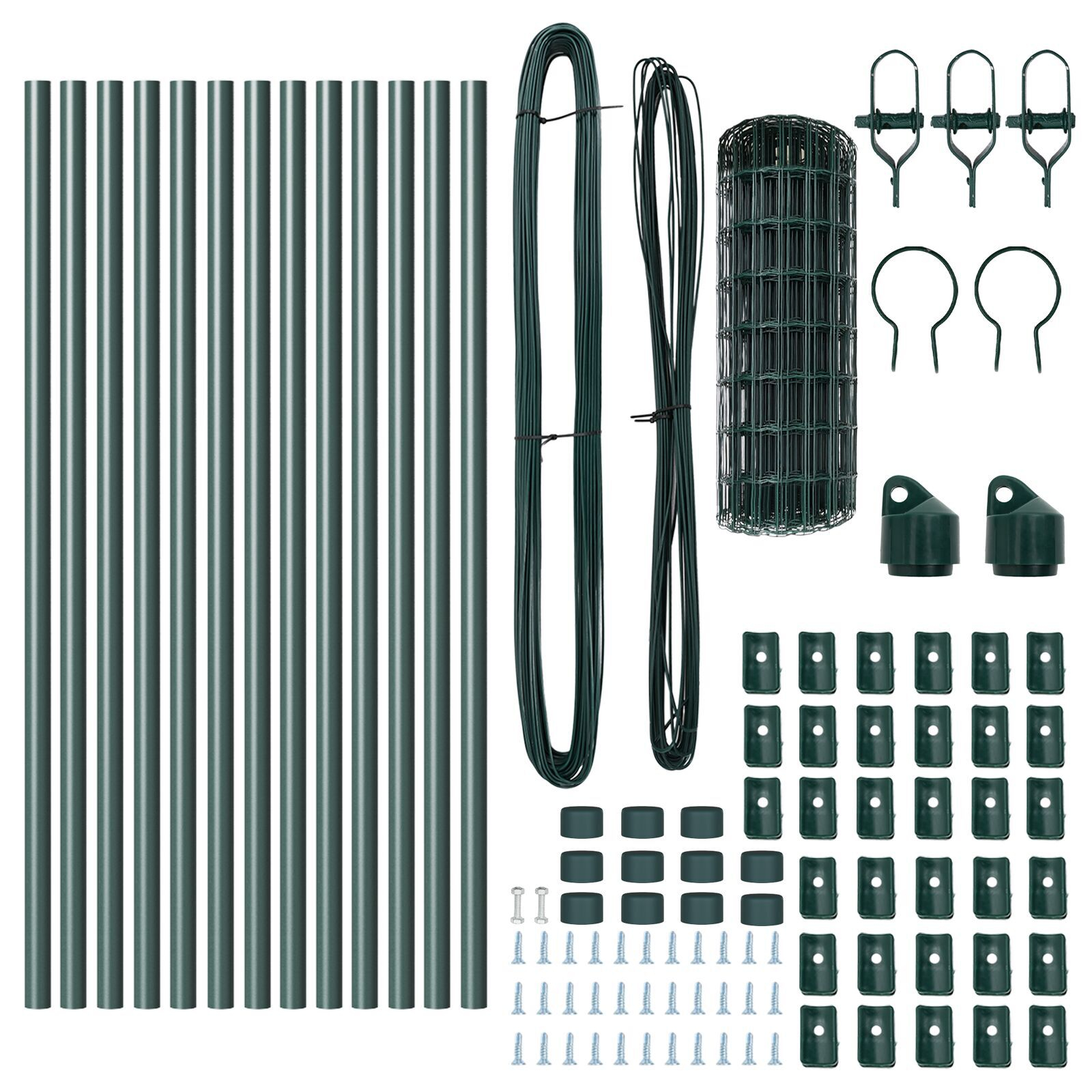 Gard Euro cu 13 stâlpi 0.6x25 m din oțel galvanizat verde GartenMobel Dekor