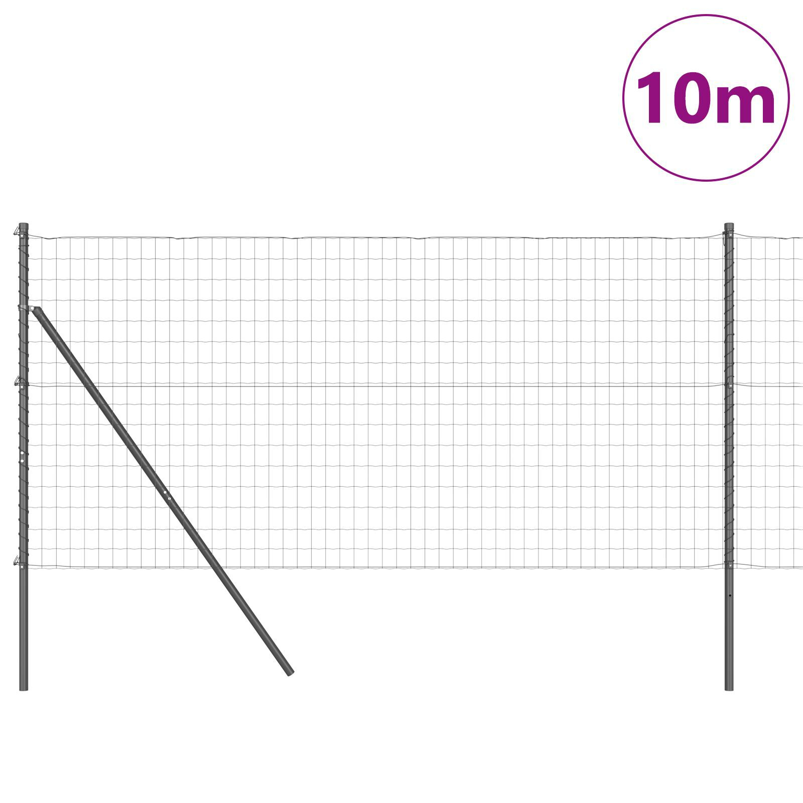Gard Euro cu 7 Posturi 1.4x10 m Oțel Zincat Gri GartenMobel Dekor