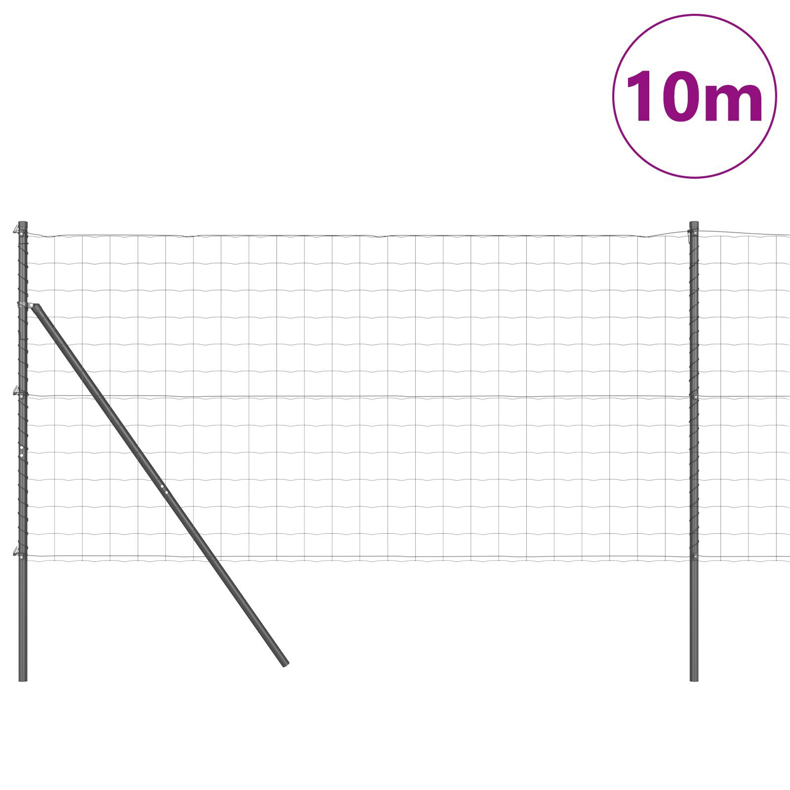 Gard Euro cu 7 Stâlpi 1.2x10 m Oțel Zincat Gri GartenMobel Dekor