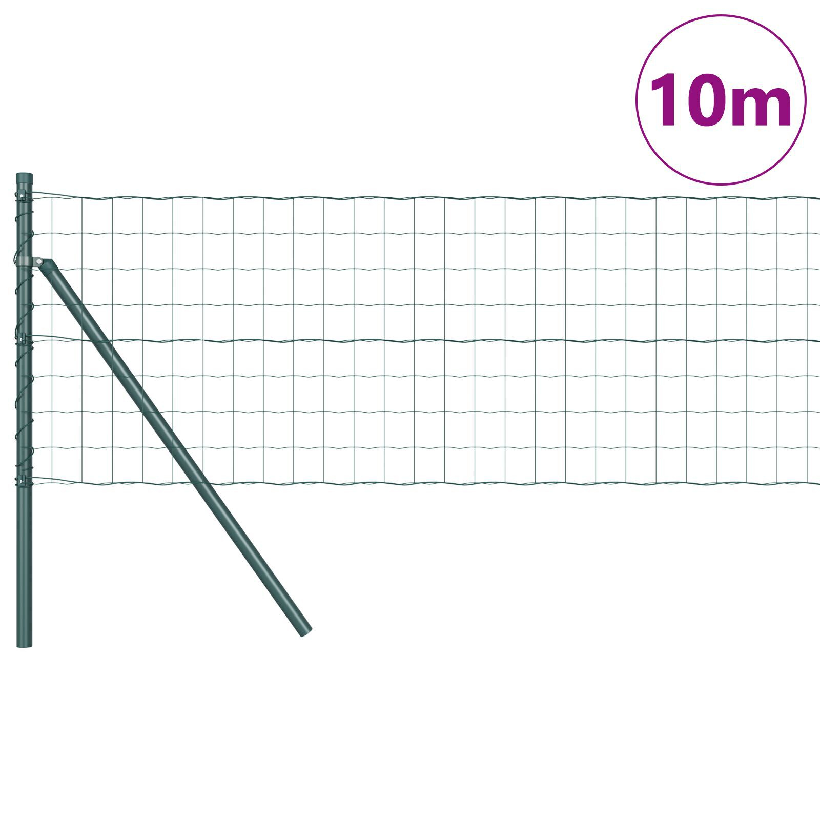 Gard Euro cu 7 stâlpi 0.4x10 m din oțel galvanizat verde GartenMobel Dekor