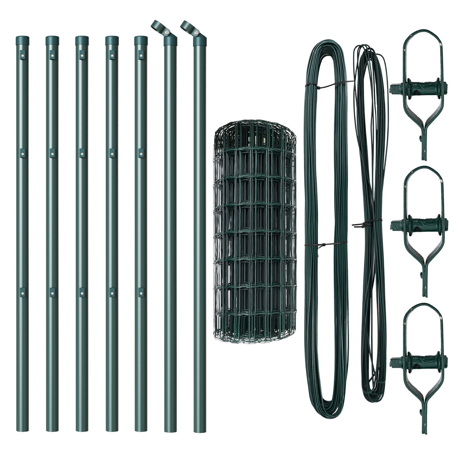Gard Euro cu 7 stâlpi 0.4x10 m din oțel galvanizat verde GartenMobel Dekor