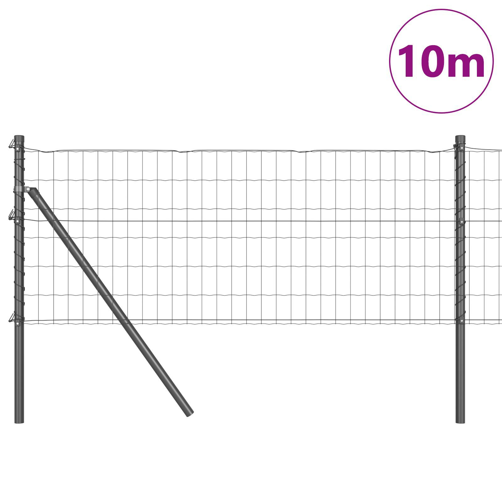 Gard Euro cu 7 stâlpi 0.6x10 m Oțel galvanizat Gri GartenMobel Dekor