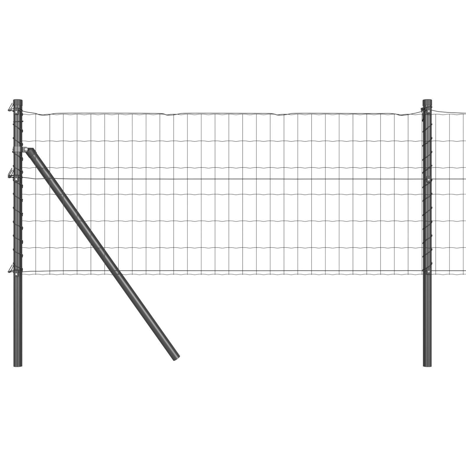 Gard Euro cu 7 stâlpi 0.8x10 m Oțel galvanizat Gri GartenMobel Dekor