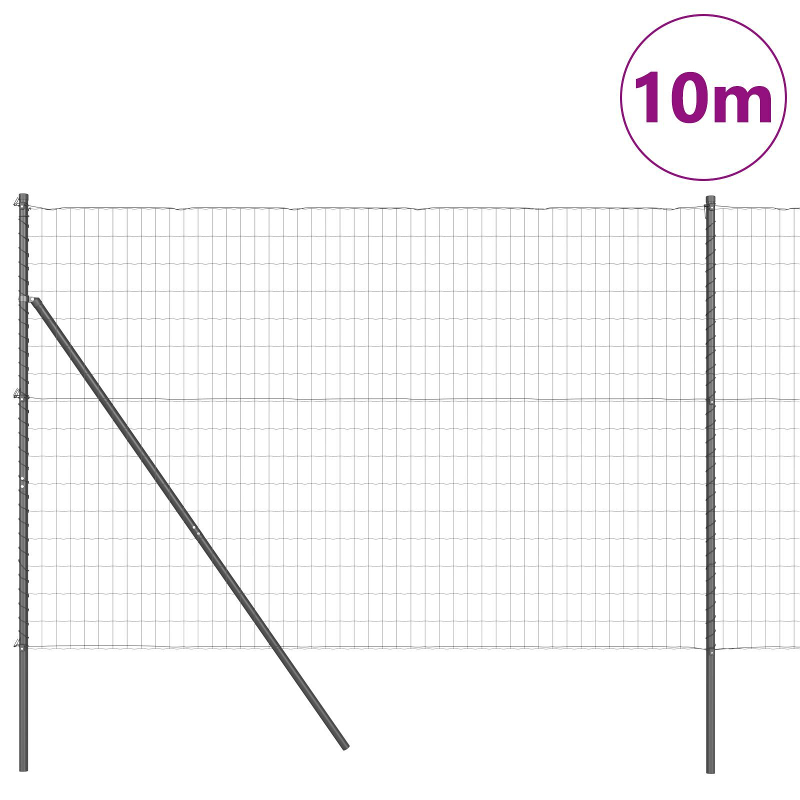 Gard Euro de la cu 7 stâlpi 1.5x10 m Oțel galvanizat Gri GartenMobel Dekor