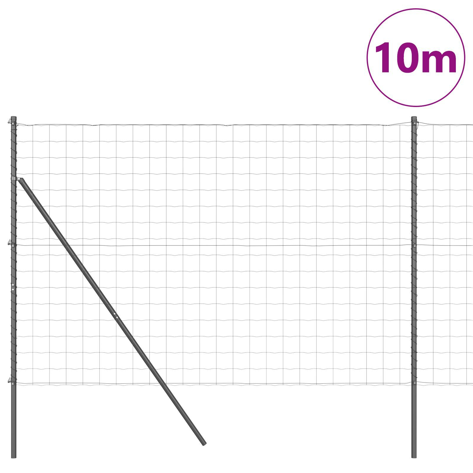 Împrejmuire Euro cu 7 Stâlpi 1.6x10 m Oțel Galvanizat Gri GartenMobel Dekor