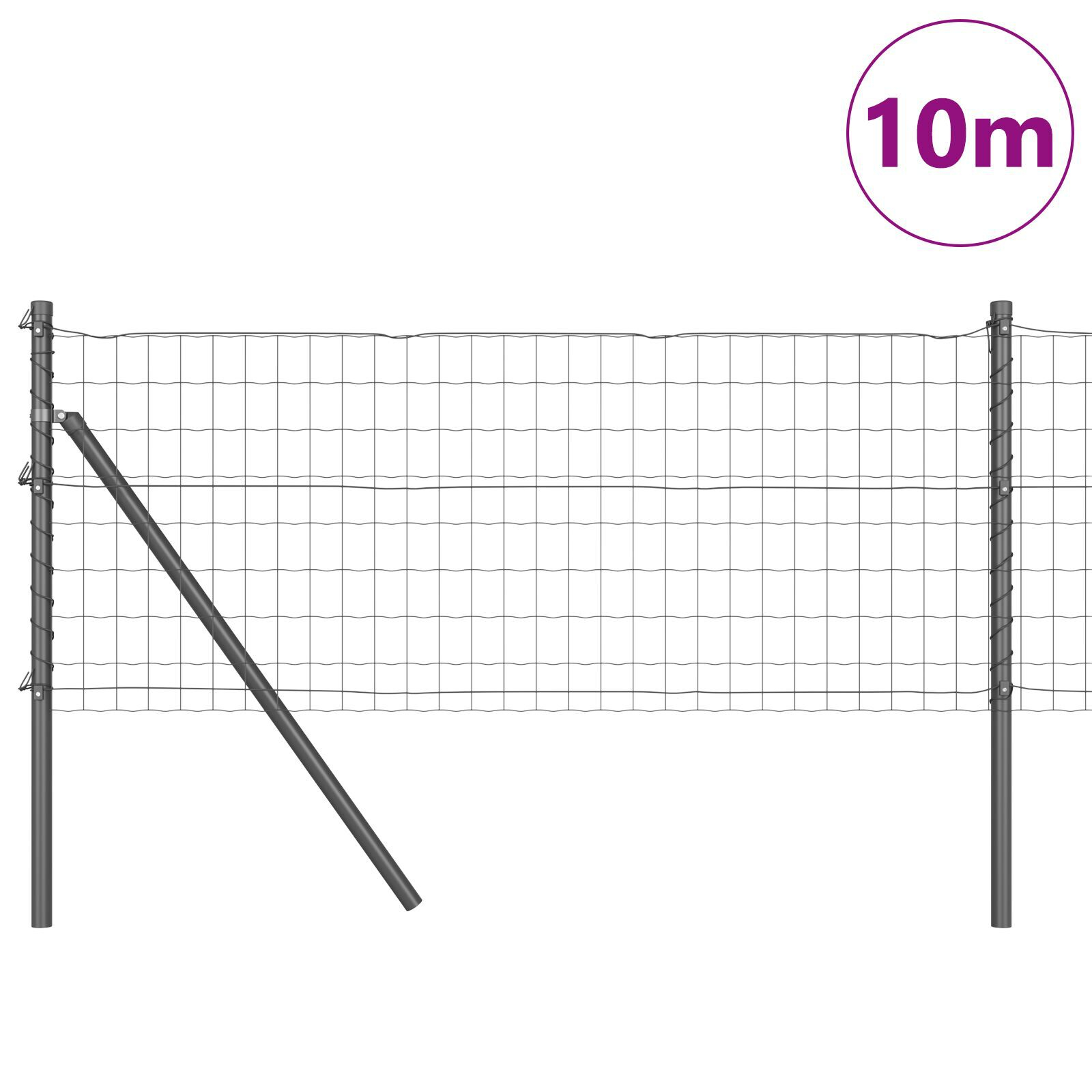 Împrejmuirea Euro de la cu 13 stâlpi 0,4x25 m din oțel galvanizat gri GartenMobel Dekor