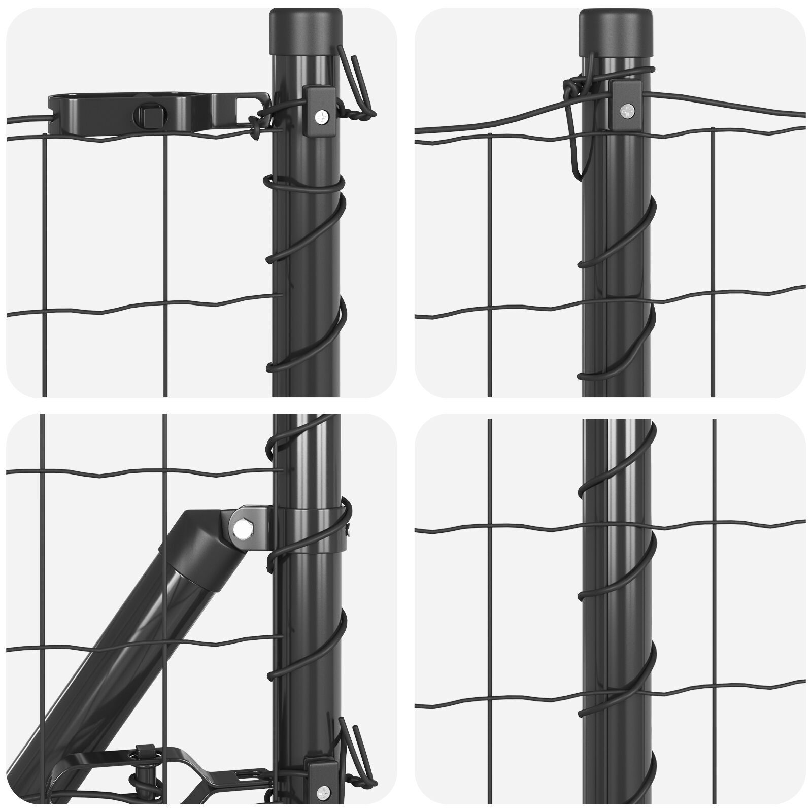 Împrejmuirea Euro de la cu 13 stâlpi 0,4x25 m din oțel galvanizat gri GartenMobel Dekor