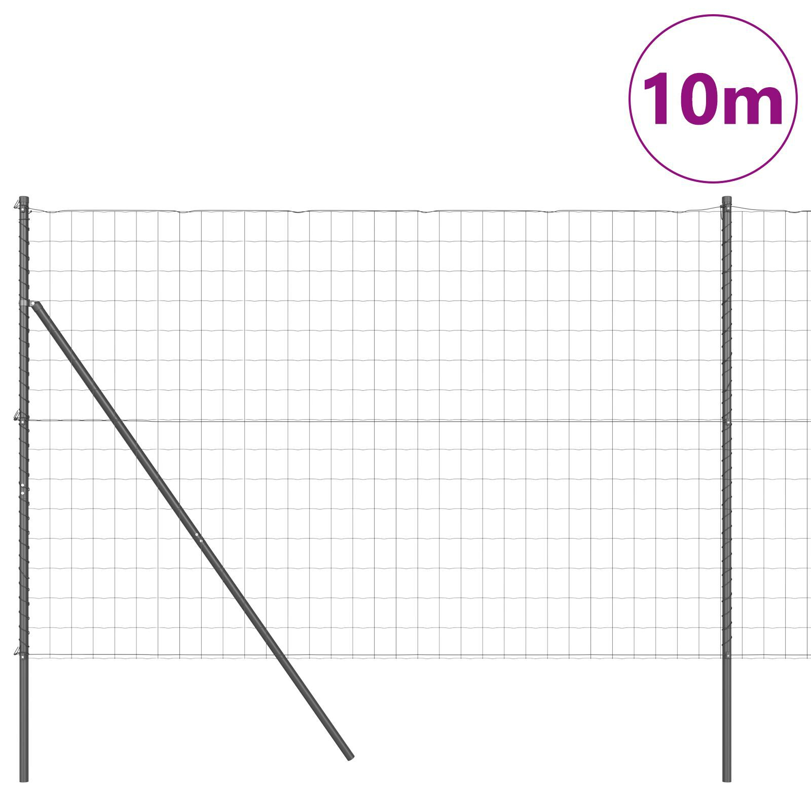 Împrejmuitor Euro cu 7 stâlpi 1.6x10 m din oțel galvanizat gri GartenMobel Dekor
