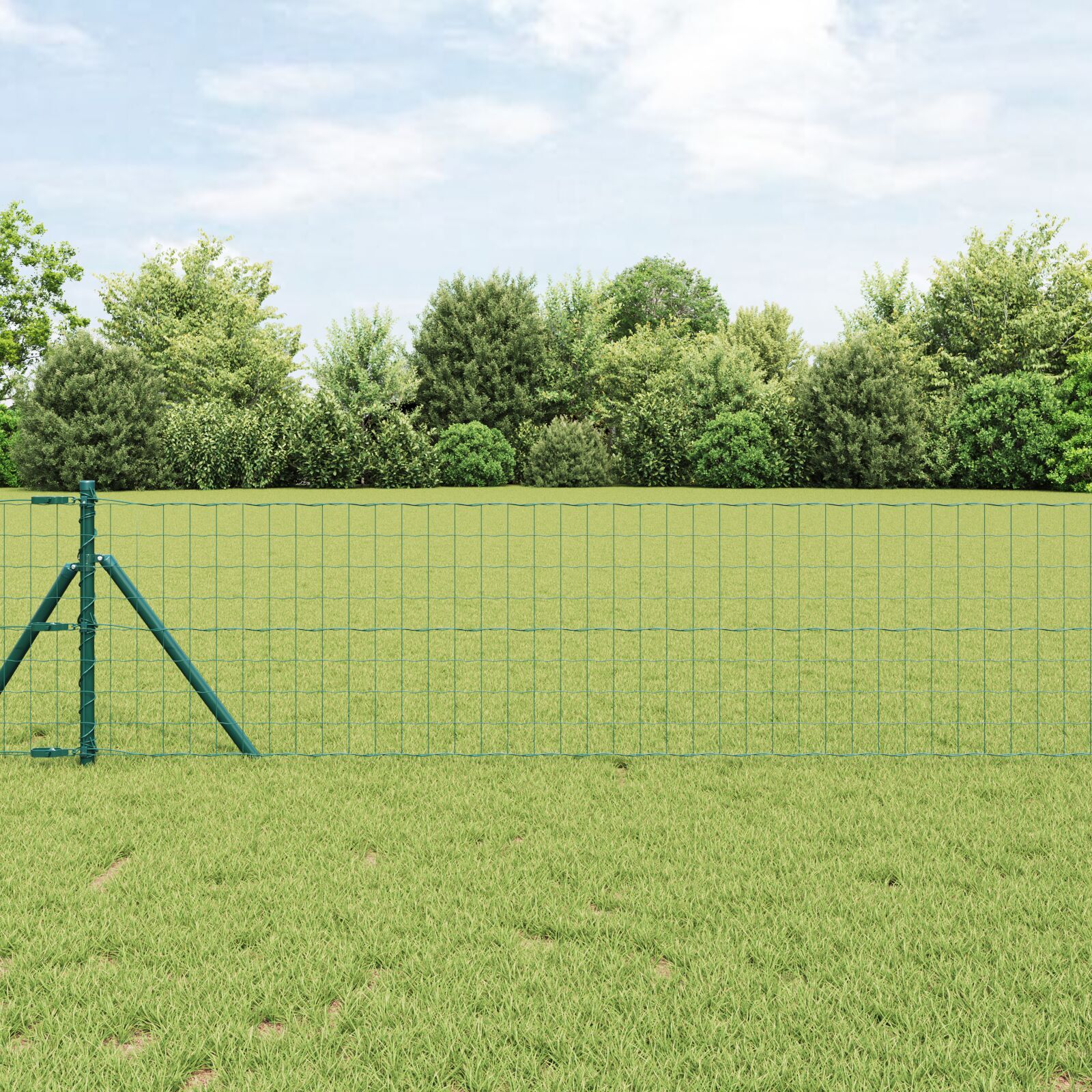 gard Euro cu 13 stâlpi 0.4x50 m Oțel galvanizat verde GartenMobel Dekor