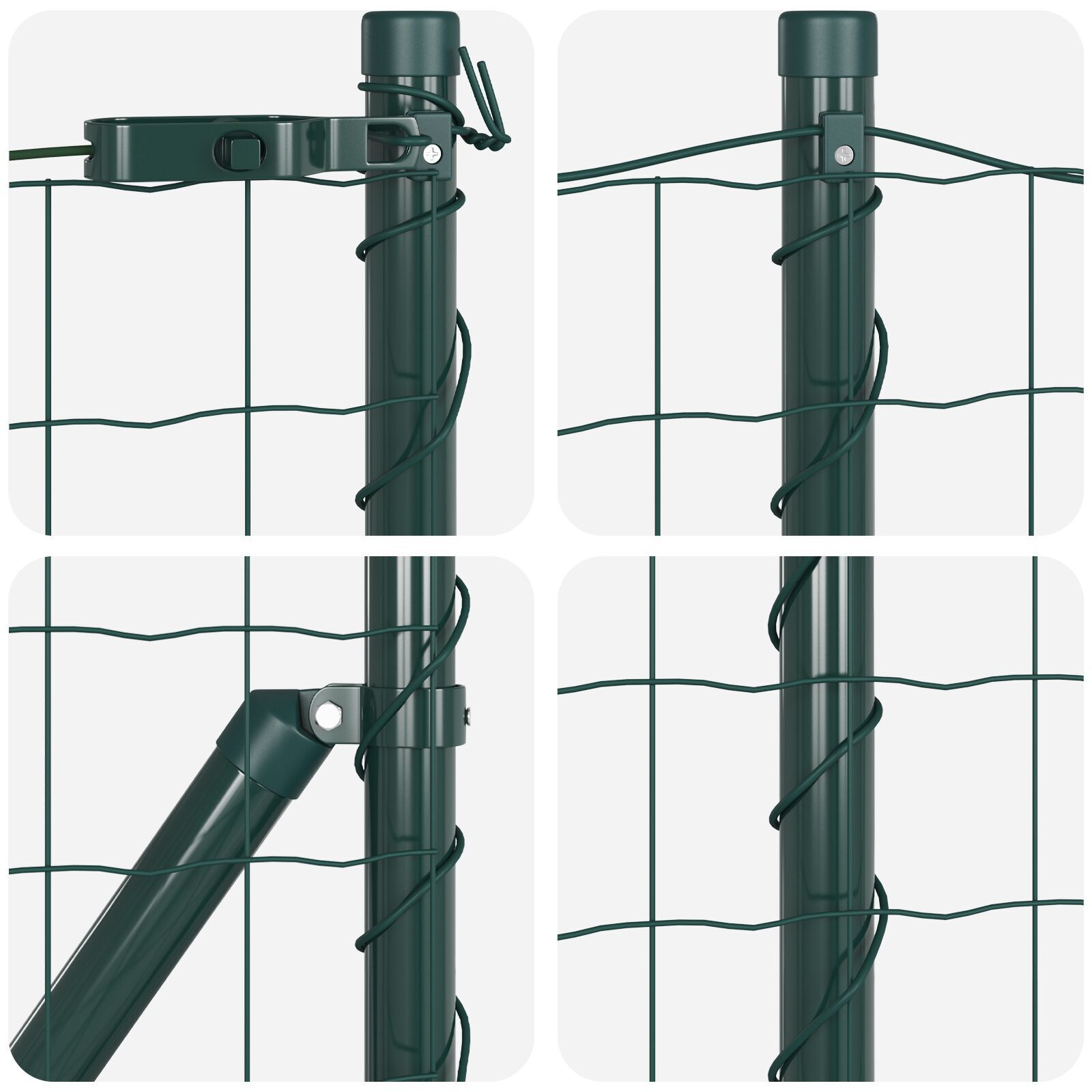 gard Euro cu 13 stâlpi 0.4x50 m Oțel galvanizat verde GartenMobel Dekor