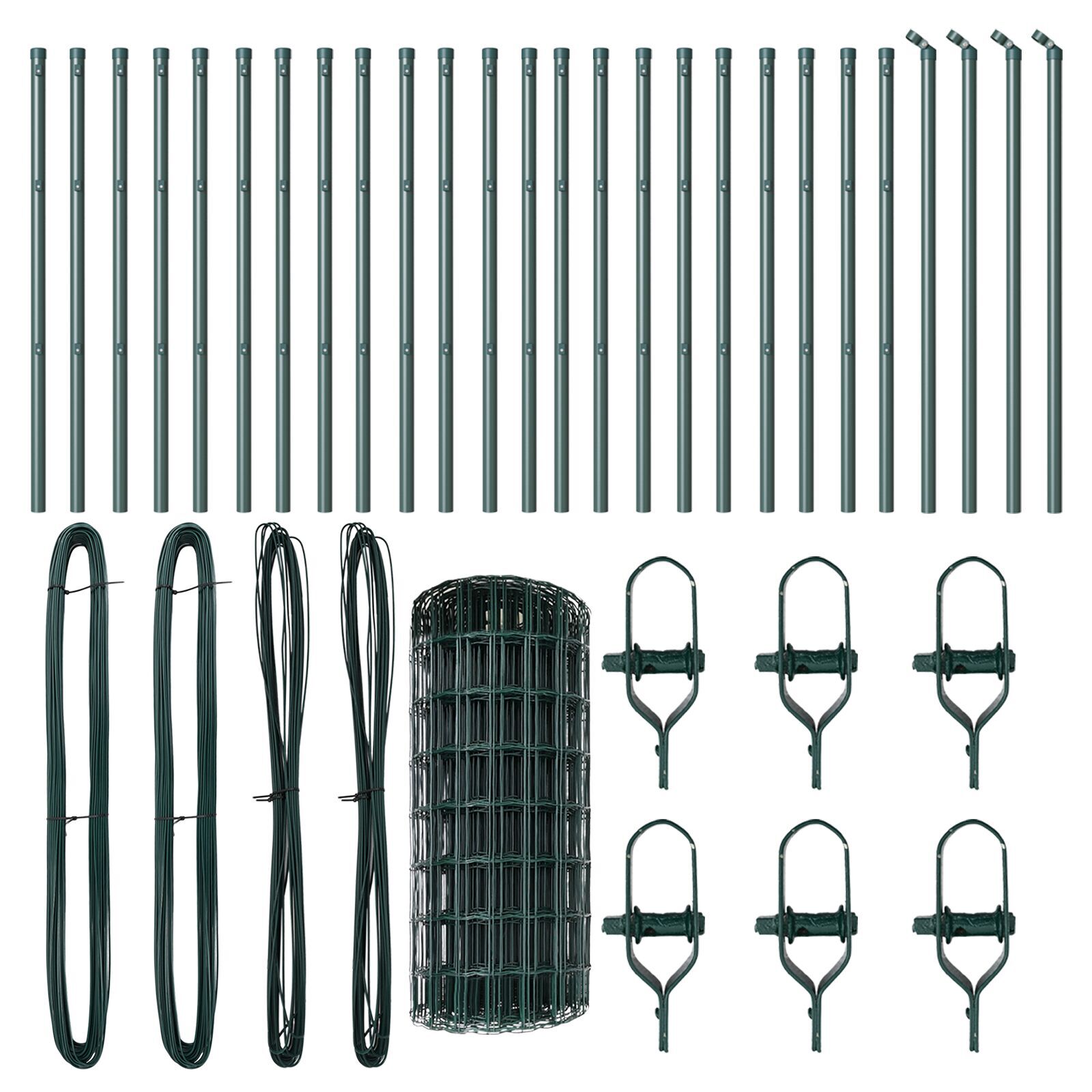gard Euro cu 13 stâlpi 0.4x50 m Oțel galvanizat verde GartenMobel Dekor