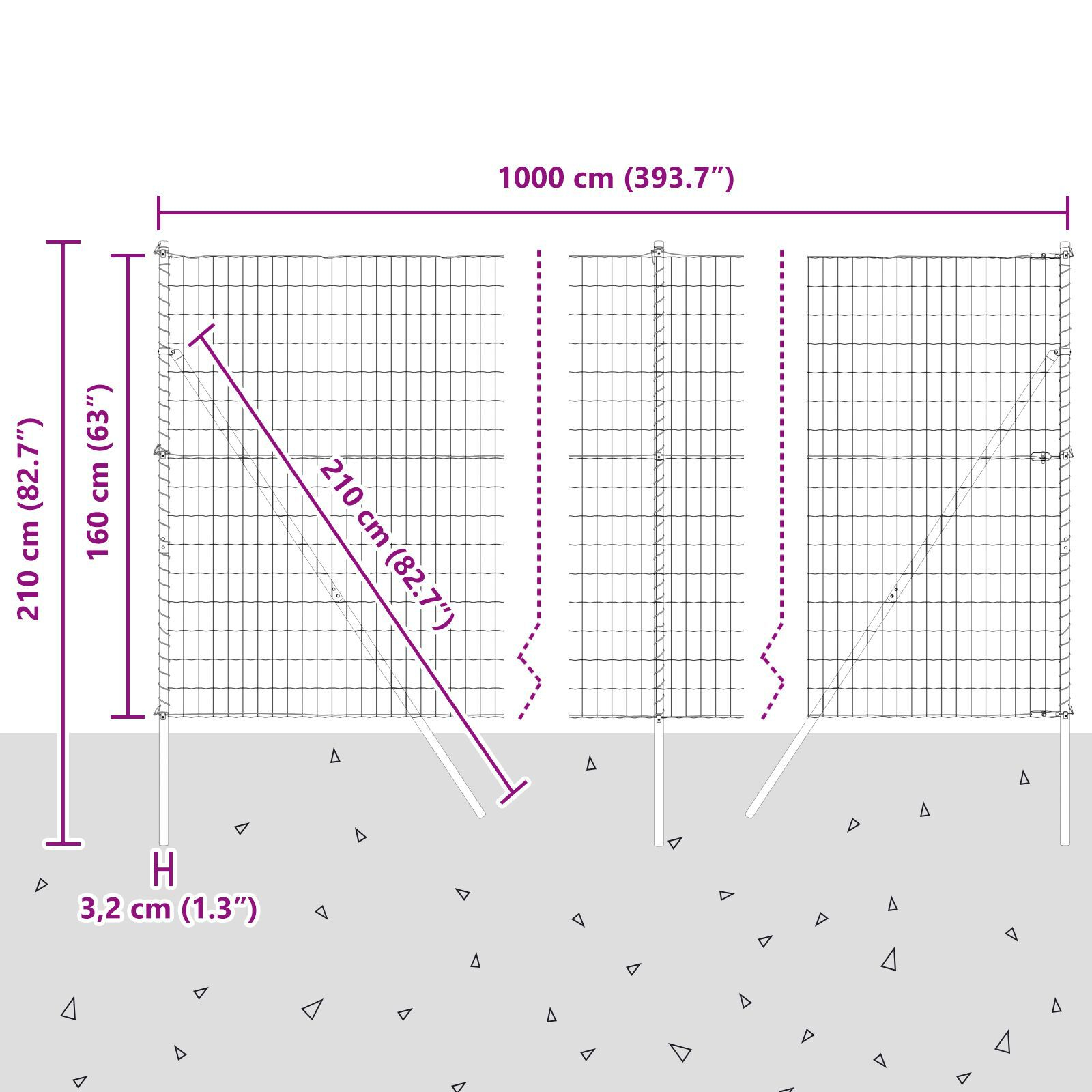 Euro Fence cu 7 Stâlpi 1.6x10 m Oțel Galvanizat GartenMobel Dekor