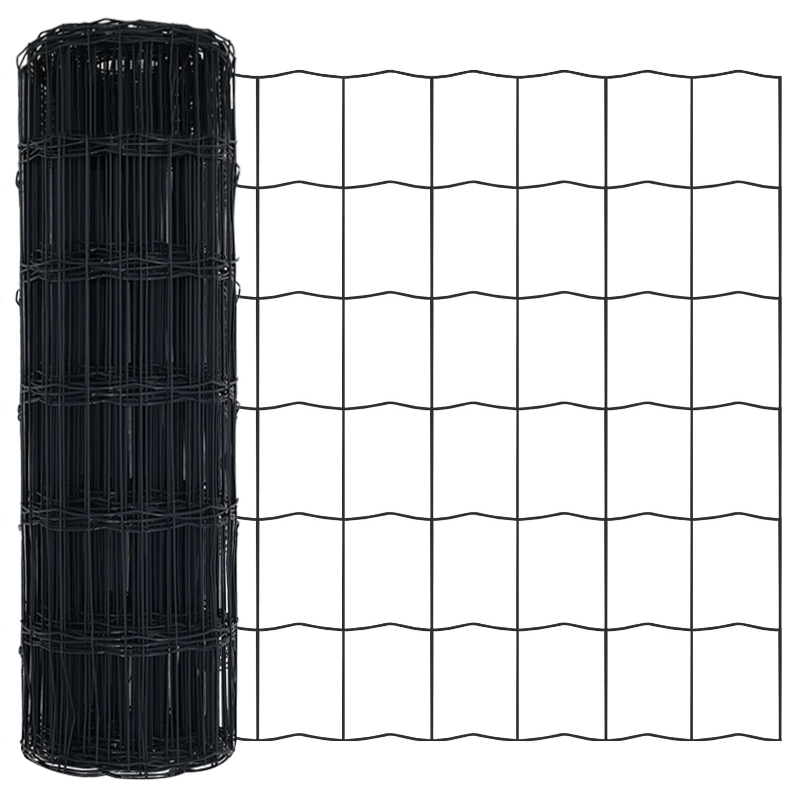 Gard Euro cu 13 Stâlpi 0.6x25 m Oțel galvanizat Gri GartenMobel Dekor