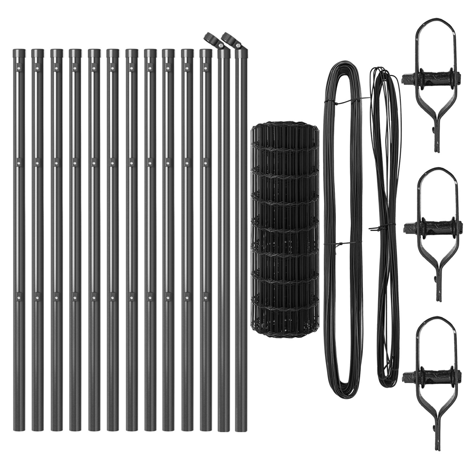 Gard Euro cu 13 Stâlpi 0.6x25 m Oțel galvanizat Gri GartenMobel Dekor