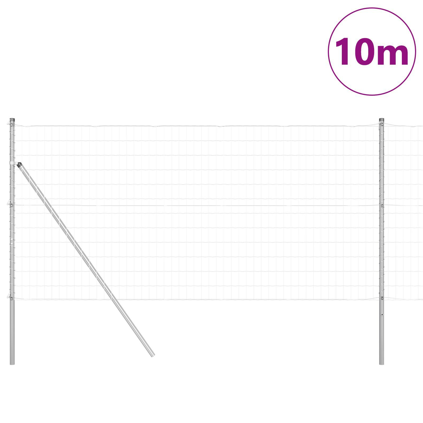 Gard Euro cu 7 Stâlpi 1x10 m Oțel Galvanizat GartenMobel Dekor