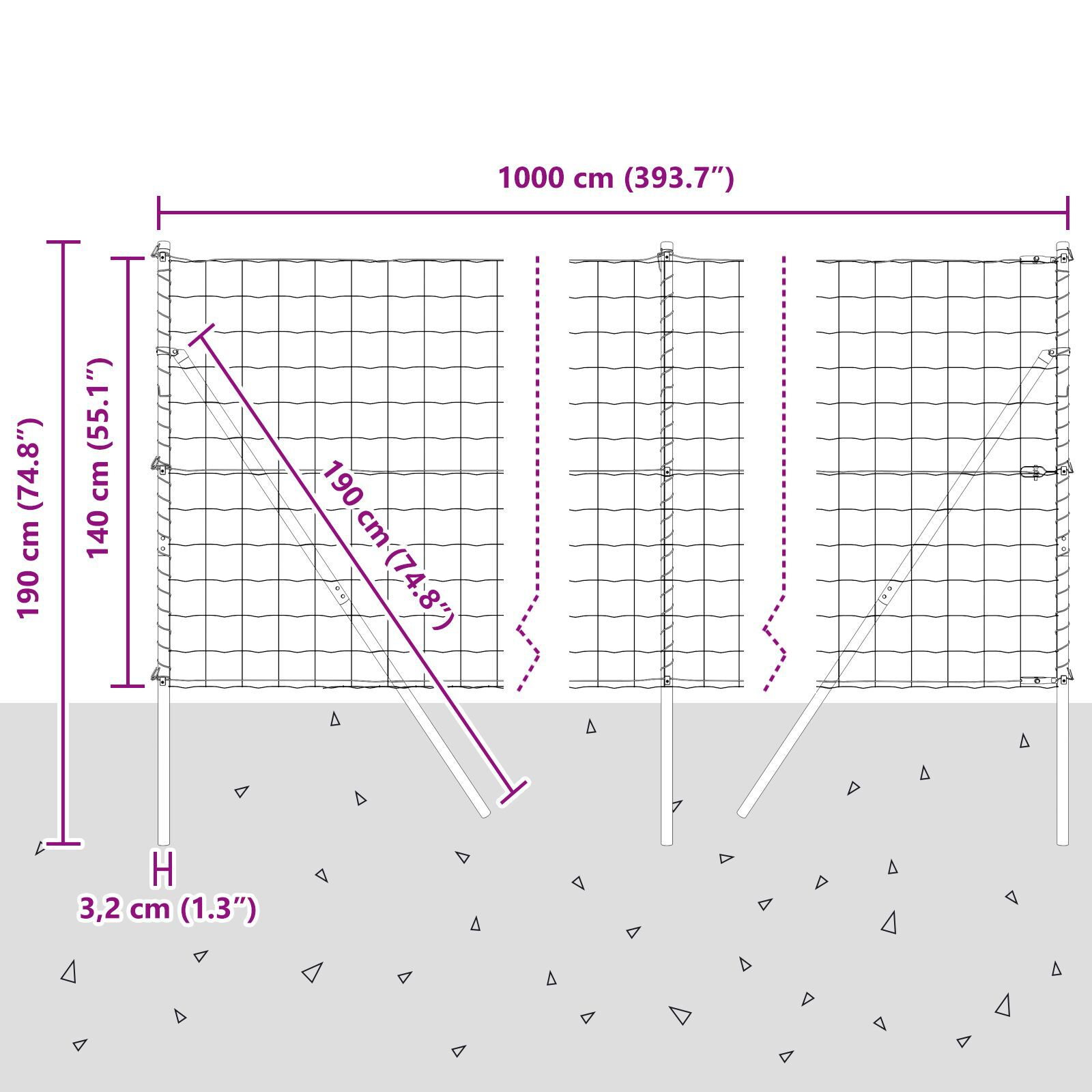 Gard Euro cu 7 posturi 1.4x10 m Oțel galvanizat GartenMobel Dekor