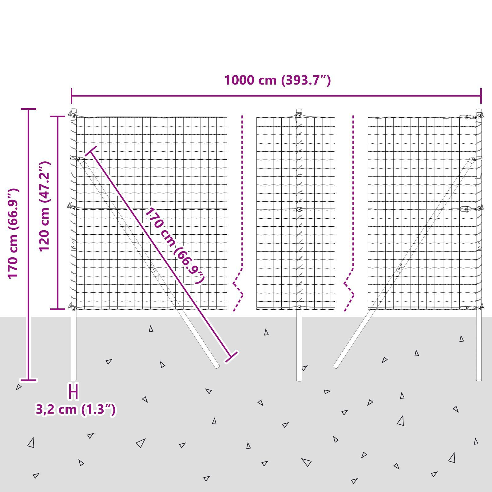 Gard Euro cu 7 stâlpi 1.2x10 m Oțel galvanizat GartenMobel Dekor