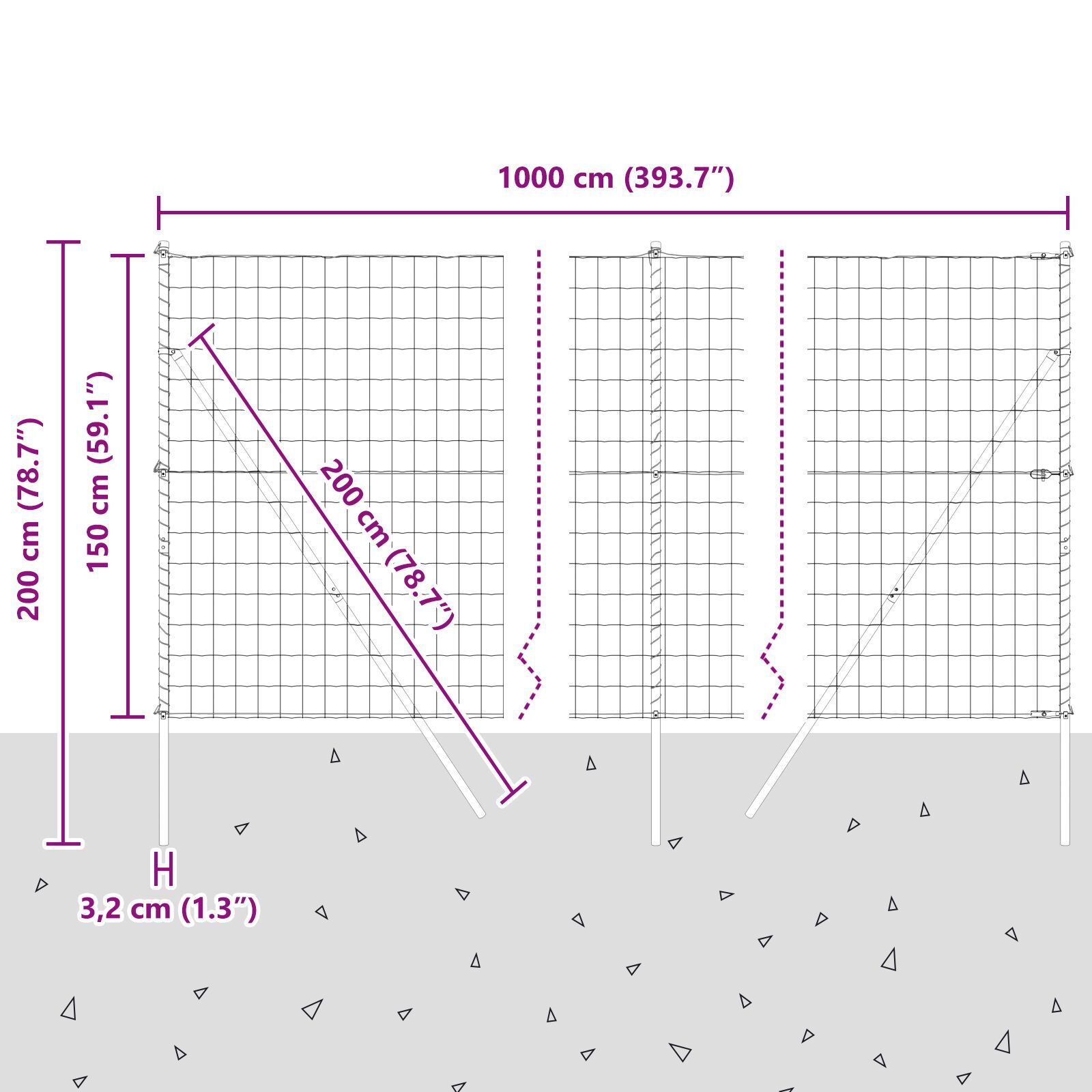 Împrejmuirea Euro cu 7 Stâlpi 1.5x10 m Oțel Galvanizat GartenMobel Dekor