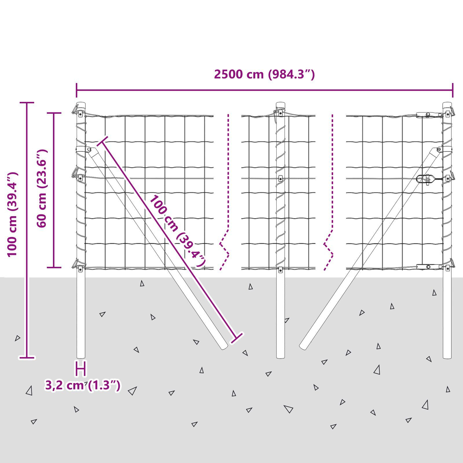 Îngrădire Euro cu 13 stâlpi 0.6x25 m Oțel galvanizat GartenMobel Dekor