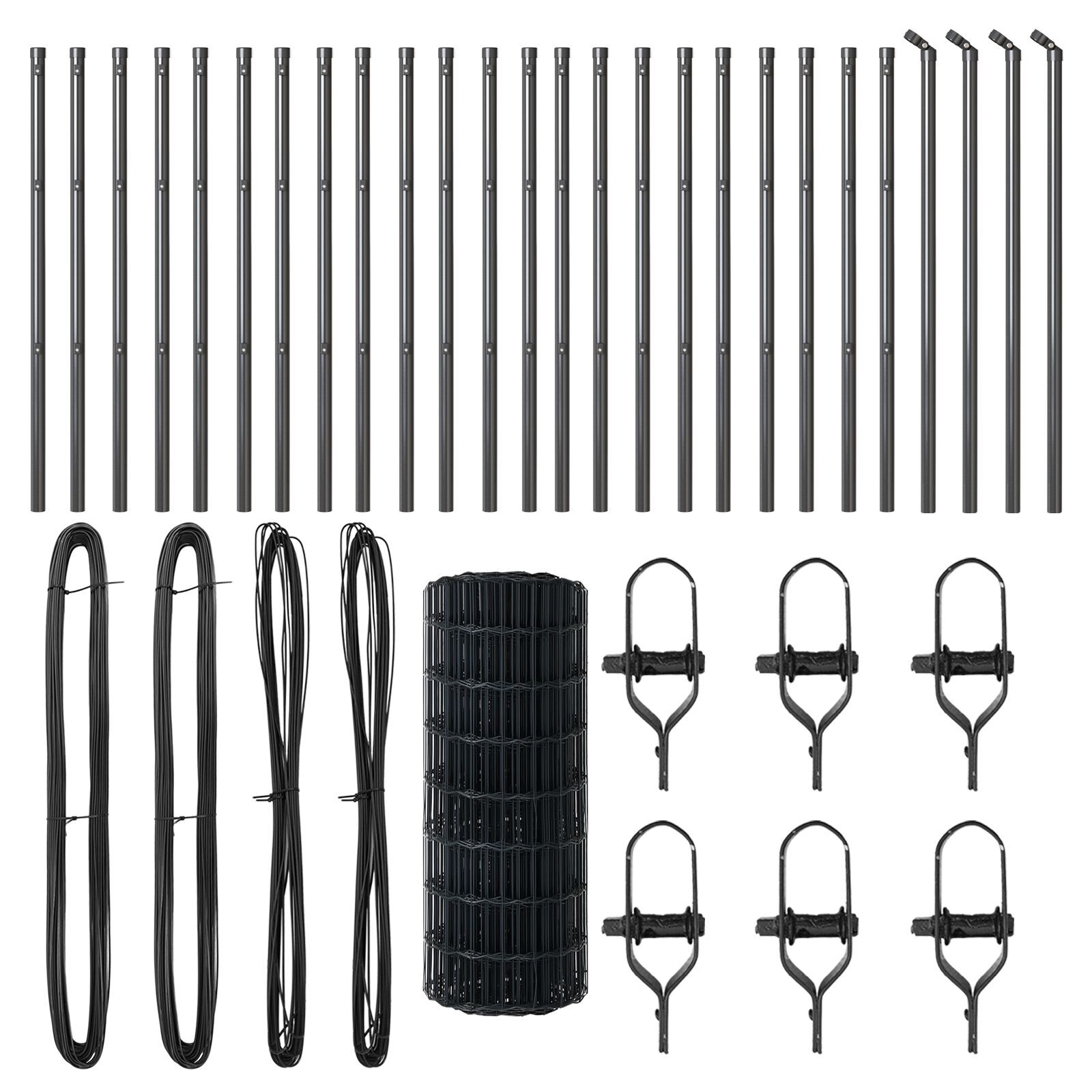 gard Euro cu 13 Stâlpi 0.6x50 m Oțel galvanizat Gri GartenMobel Dekor