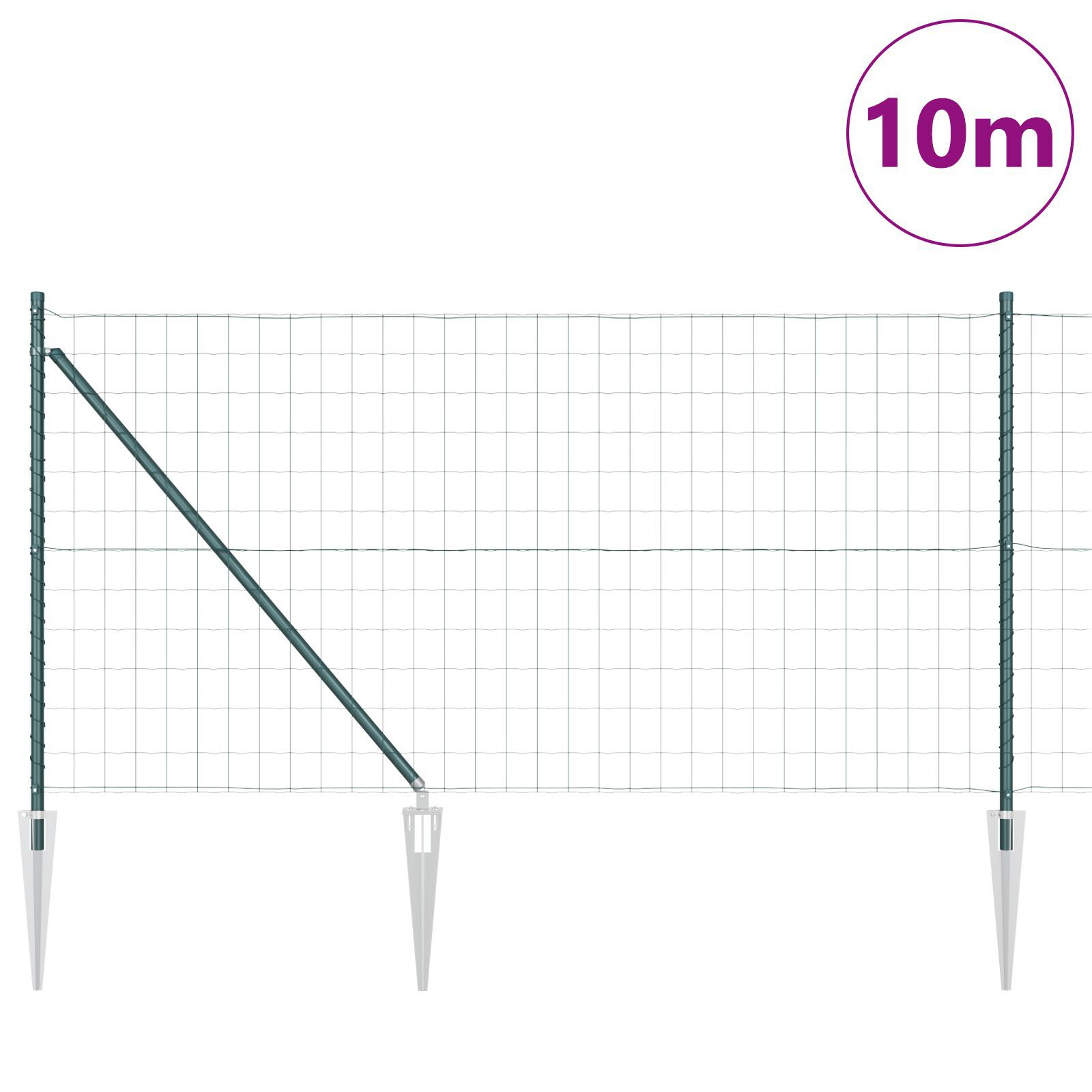 Euro Fence cu 7 posturi cu vârf 1x10 m oțel galvanizat verde GartenMobel Dekor