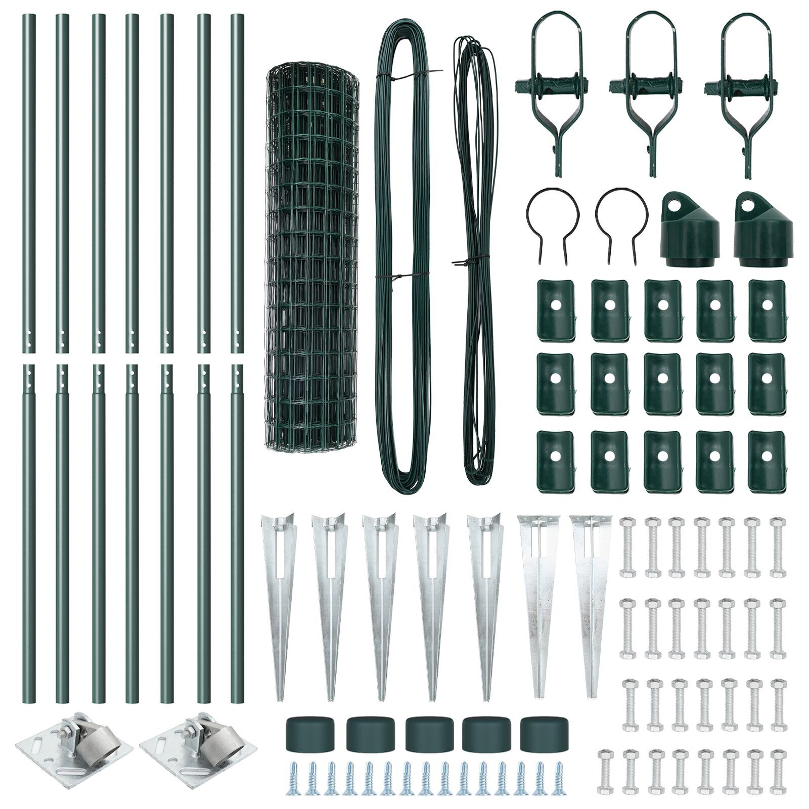 Euro Fence cu 7 stâlpi cu vârf 1.4x10 m Oțel galvanizat Verde GartenMobel Dekor