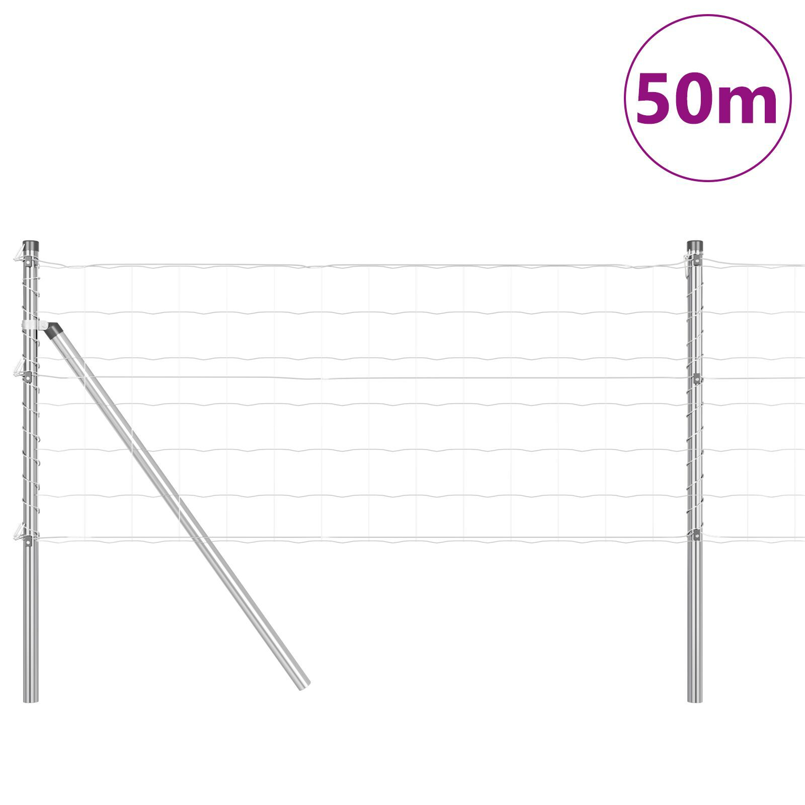 Gard Euro cu 13 Stâlpi 0.4x50 m Oțel Galvanizat GartenMobel Dekor