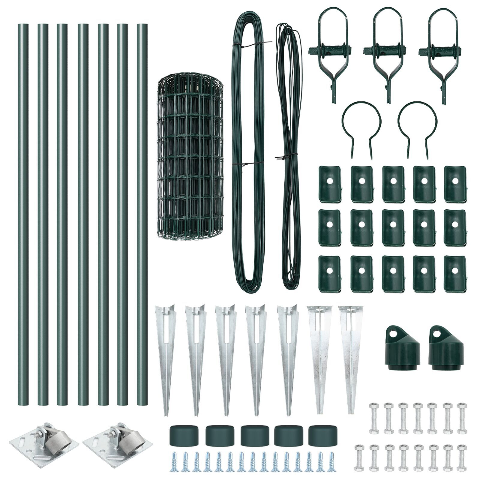 Gard Euro cu 7 posturi cu vârf 0.6x10 m Oțel galvanizat Verde GartenMobel Dekor