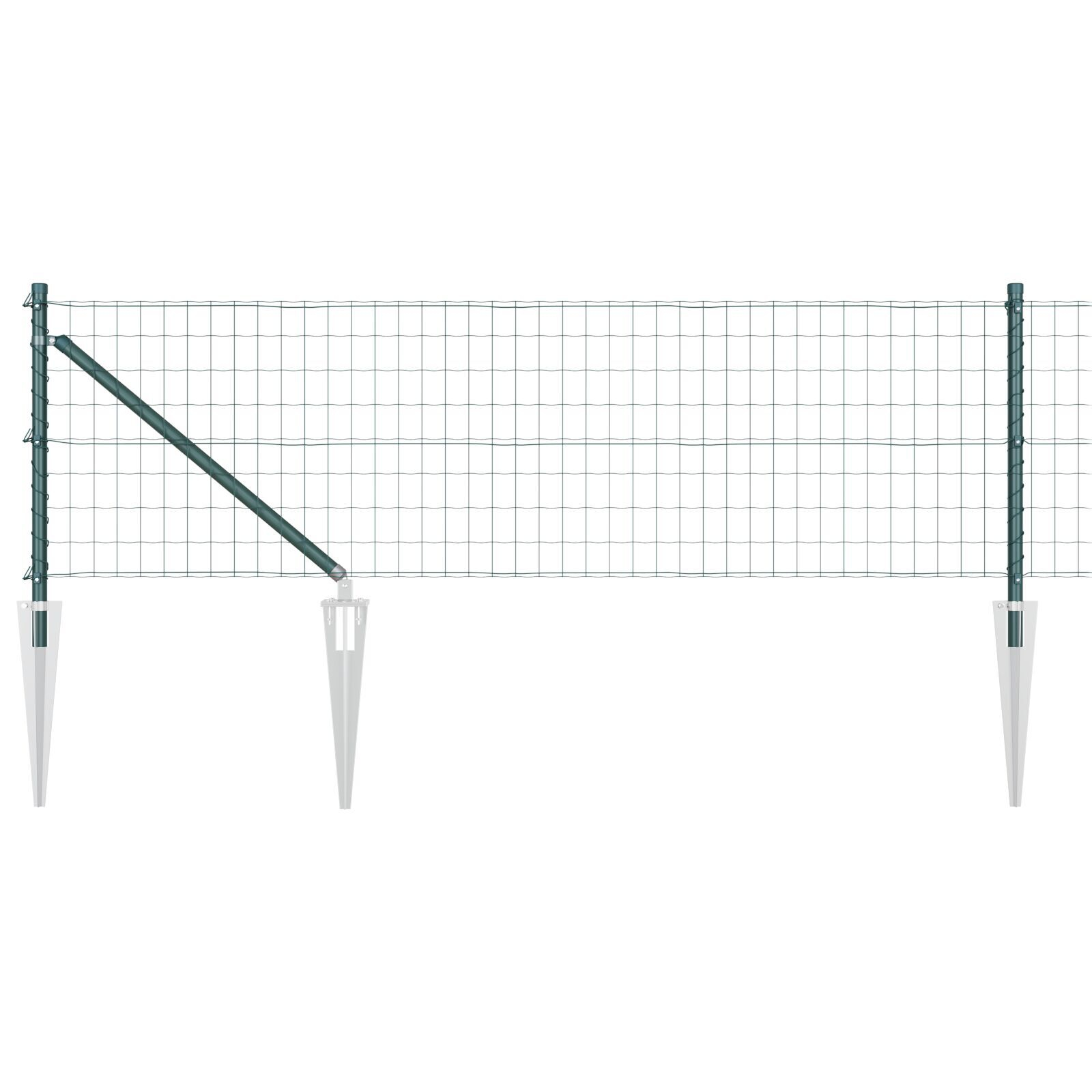 Gard Euro cu 7 posturi cu vârf 0.6x10 m Oțel galvanizat Verde GartenMobel Dekor