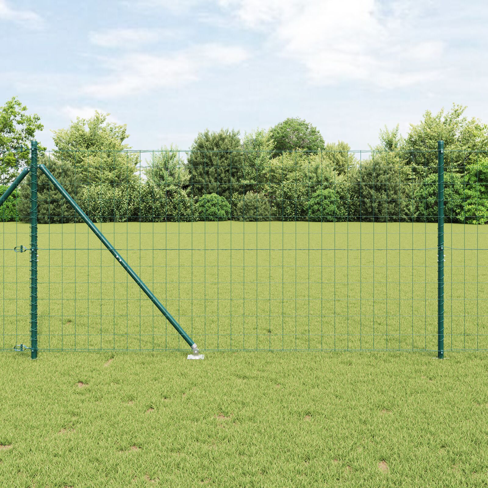 Gard Euro cu 7 stâlpi cu vârf 1.2x10 m din oțel galvanizat verde GartenMobel Dekor