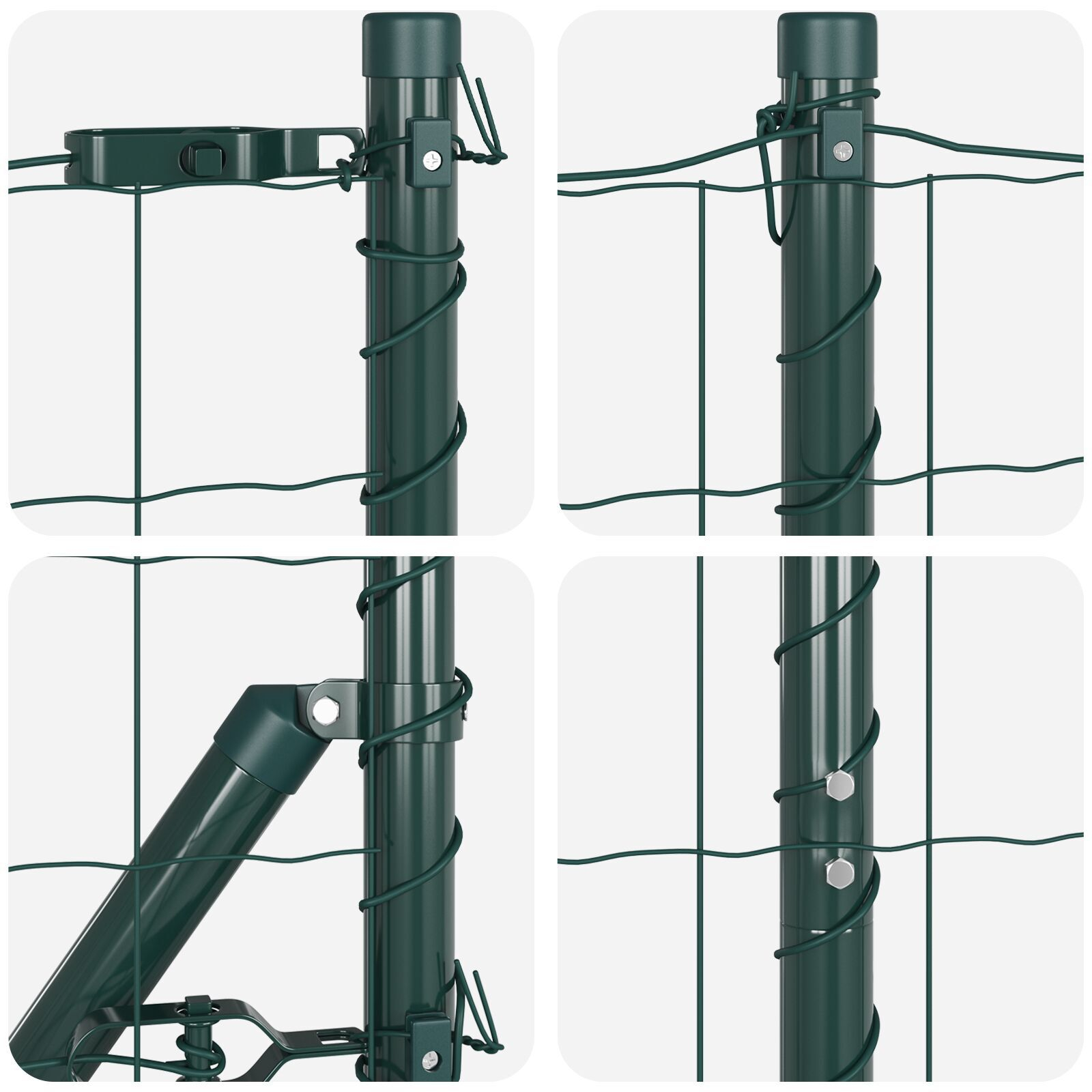Gard Euro cu 7 stâlpi cu vârf 1.2x10 m din oțel galvanizat verde GartenMobel Dekor