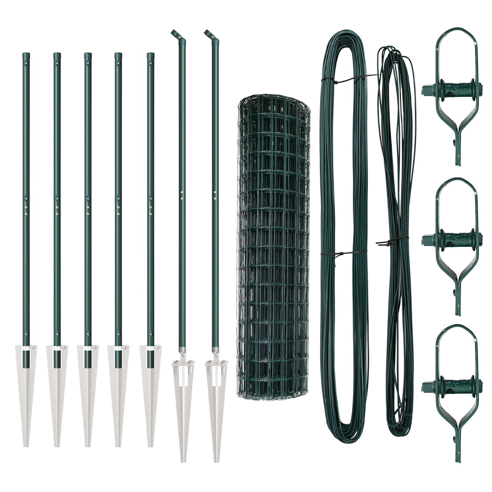 Gard Euro cu 7 stâlpi cu vârf 1.2x10 m din oțel galvanizat verde GartenMobel Dekor