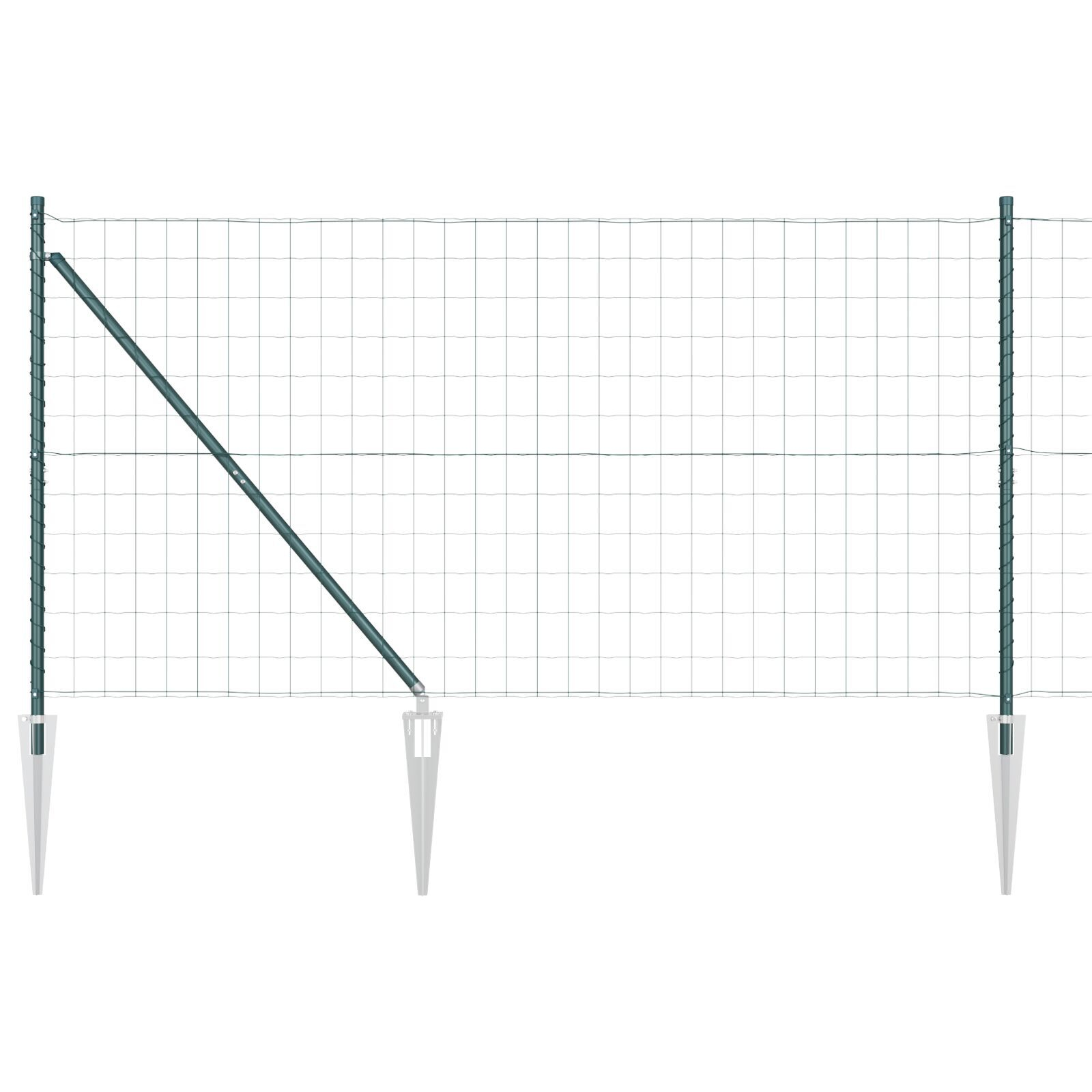 Gard Euro cu 7 stâlpi cu vârf 1.2x10 m din oțel galvanizat verde GartenMobel Dekor