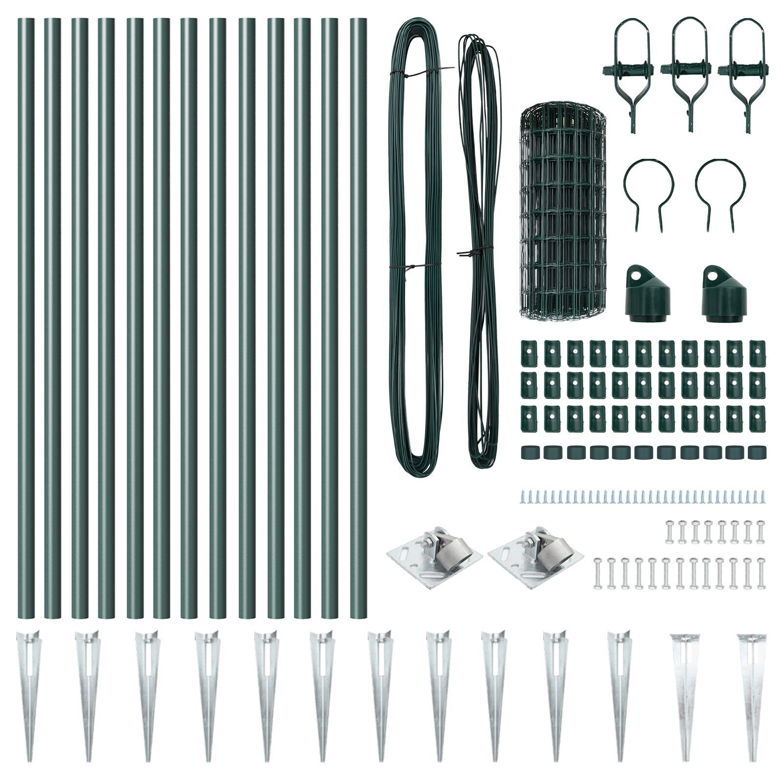 Cerc Euro cu 13 posturi cu vârf 0.6x25 m din oțel galvanizat verde GartenMobel Dekor