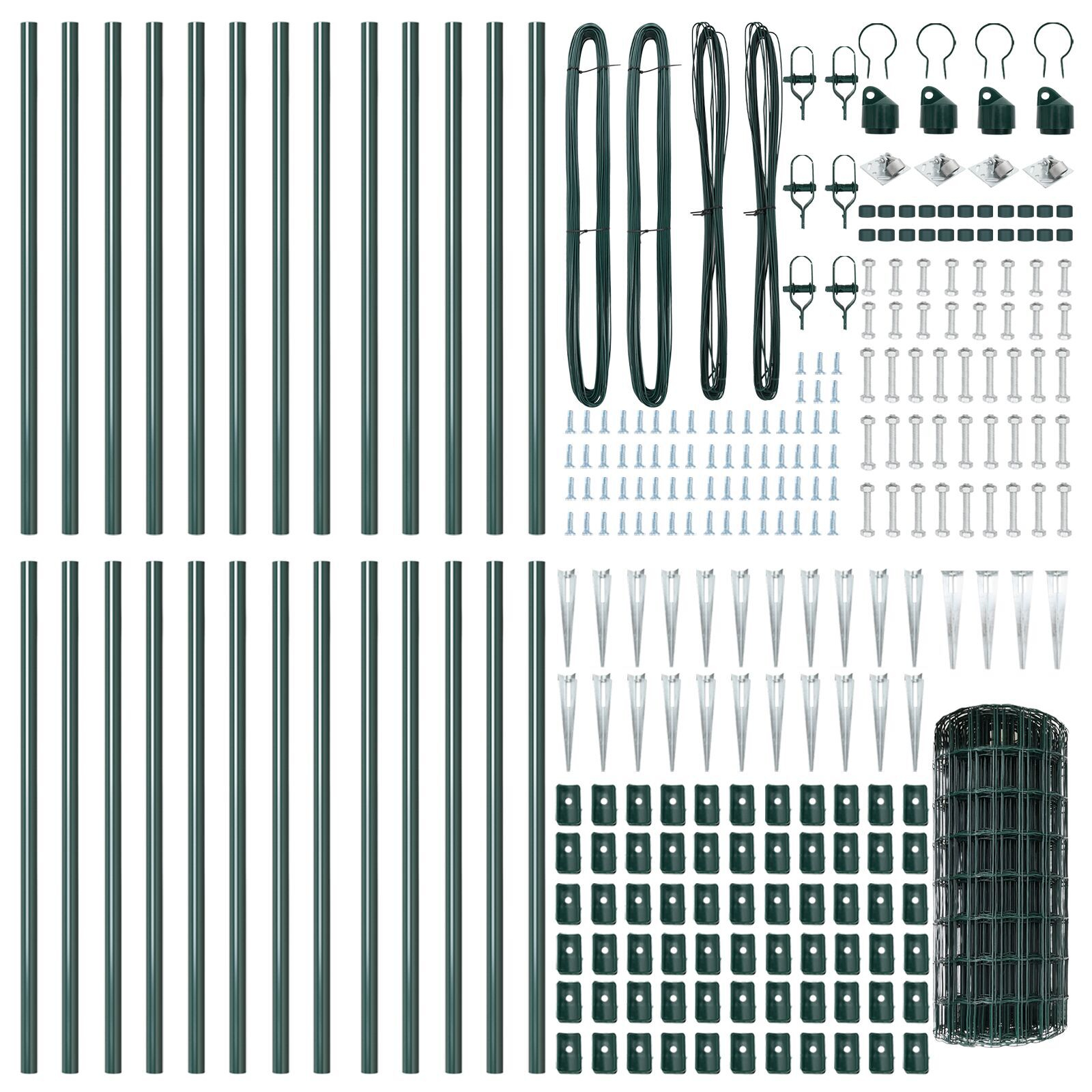 Euro Fence cu 13 stâlpi de prins 0.4x50 m Oțel galvanizat Verde GartenMobel Dekor