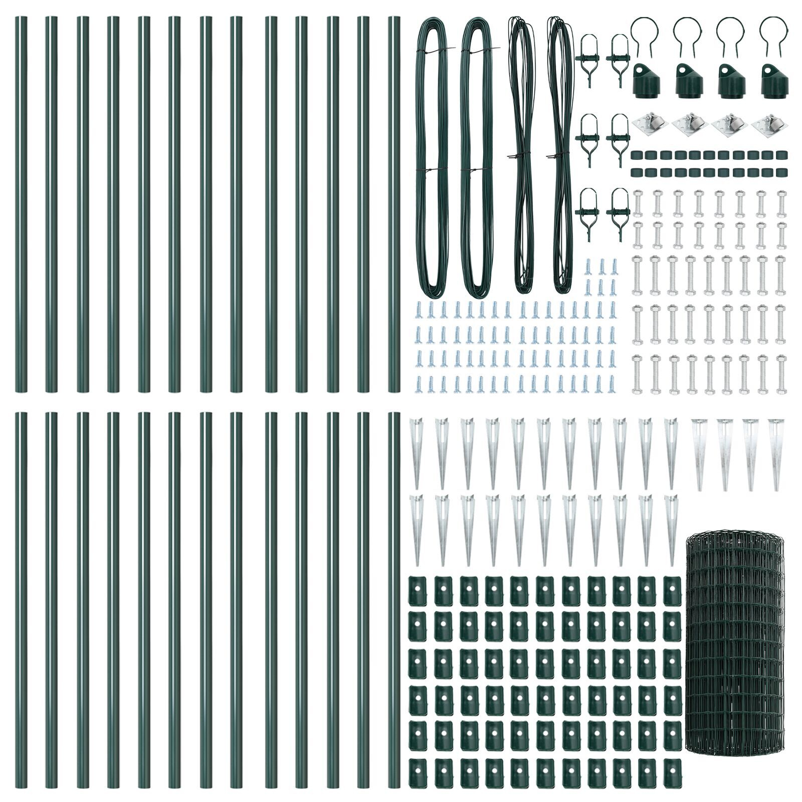 Gard Euro cu 13 stâlpi cu spițe 0.6x50 m Oțel galvanizat Verde GartenMobel Dekor