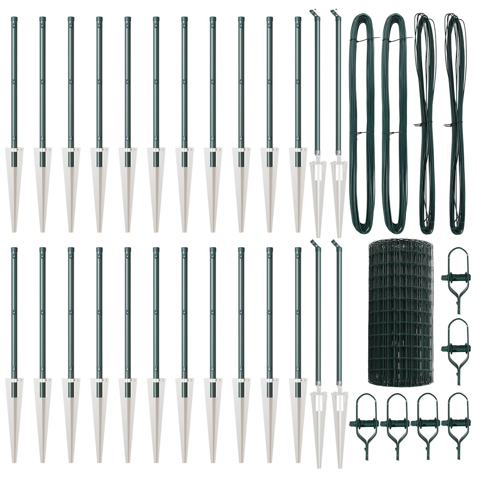 Gard Euro cu 13 stâlpi cu vârf 0.6x50 m din oțel galvanizat verde GartenMobel Dekor