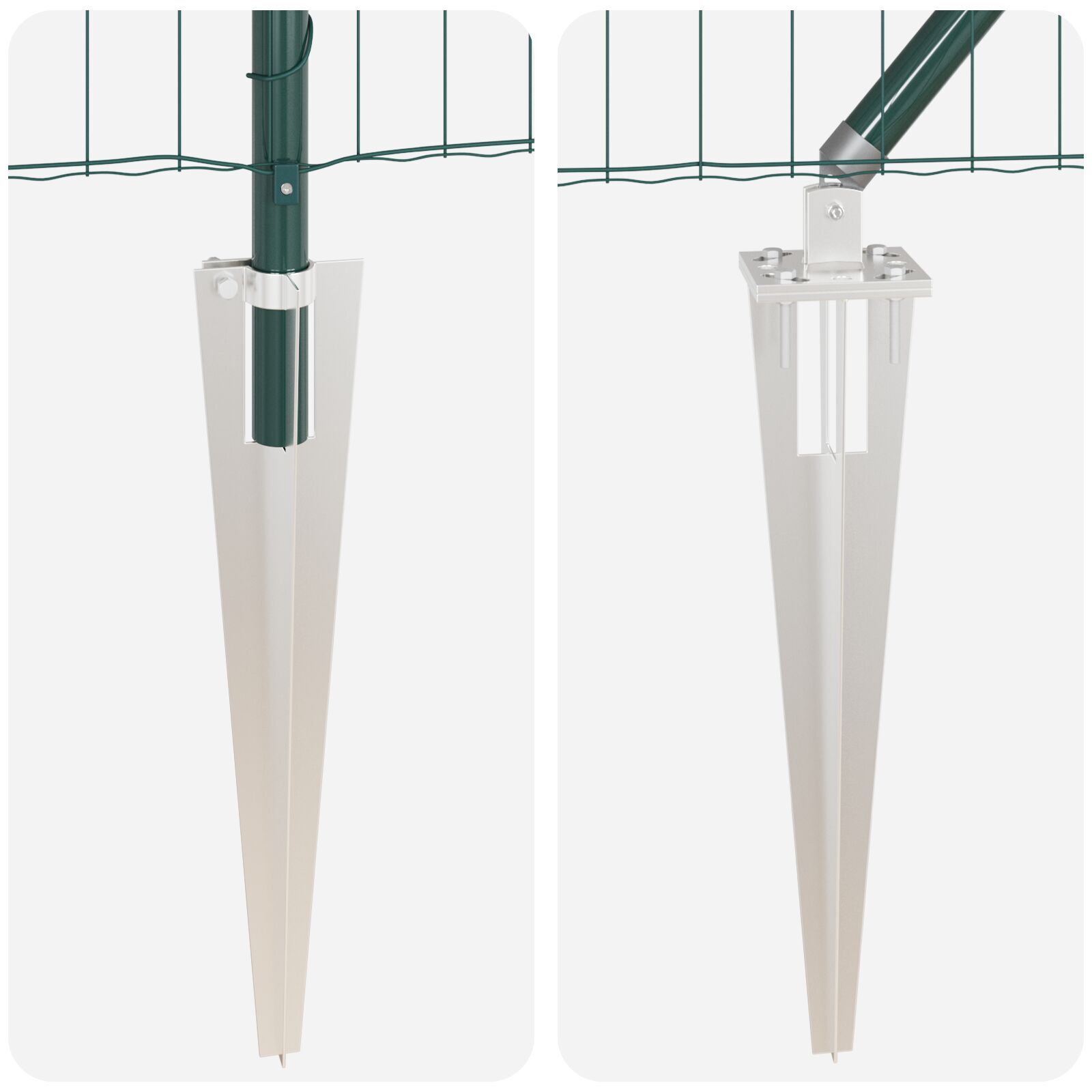 Gard Euro cu 13 stâlpi cu vârf de 0.4x25 m Oțel zincat Verde GartenMobel Dekor
