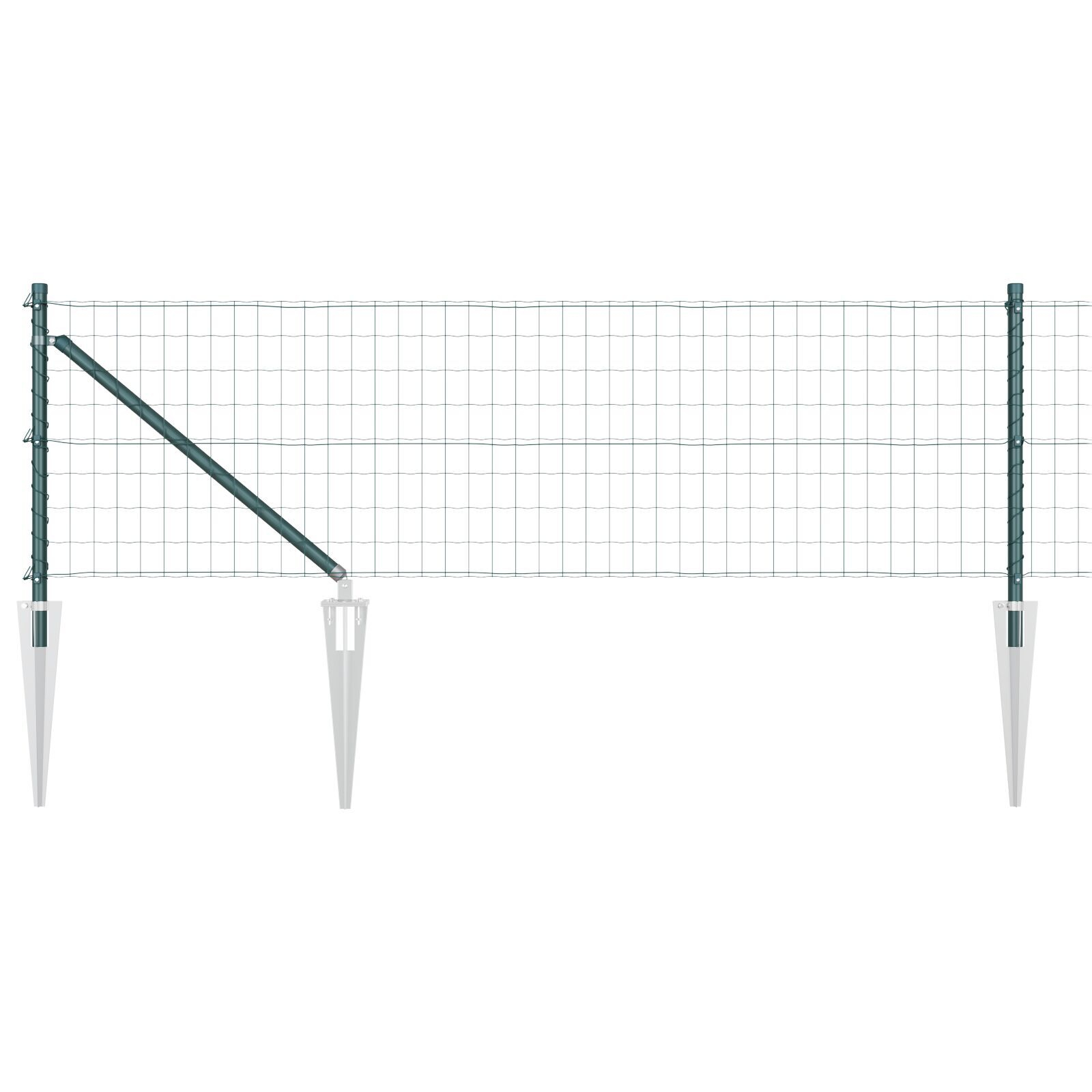 Gard Euro cu 13 stâlpi cu vârf de 0.4x25 m Oțel zincat Verde GartenMobel Dekor