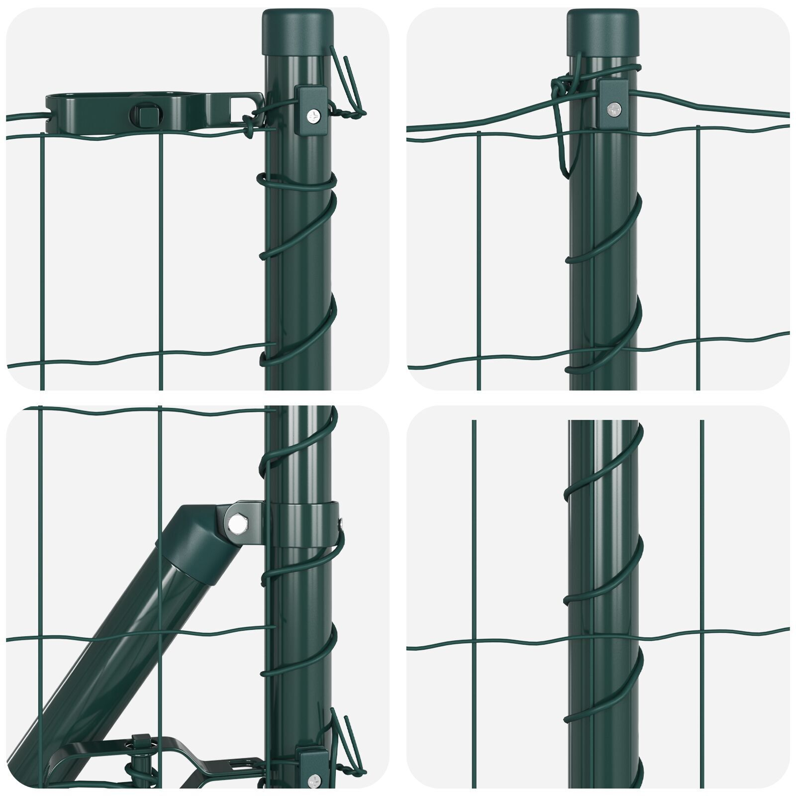 Gard Euro cu 13 stâlpi cu vârf de 0.4x25 m Oțel zincat Verde GartenMobel Dekor
