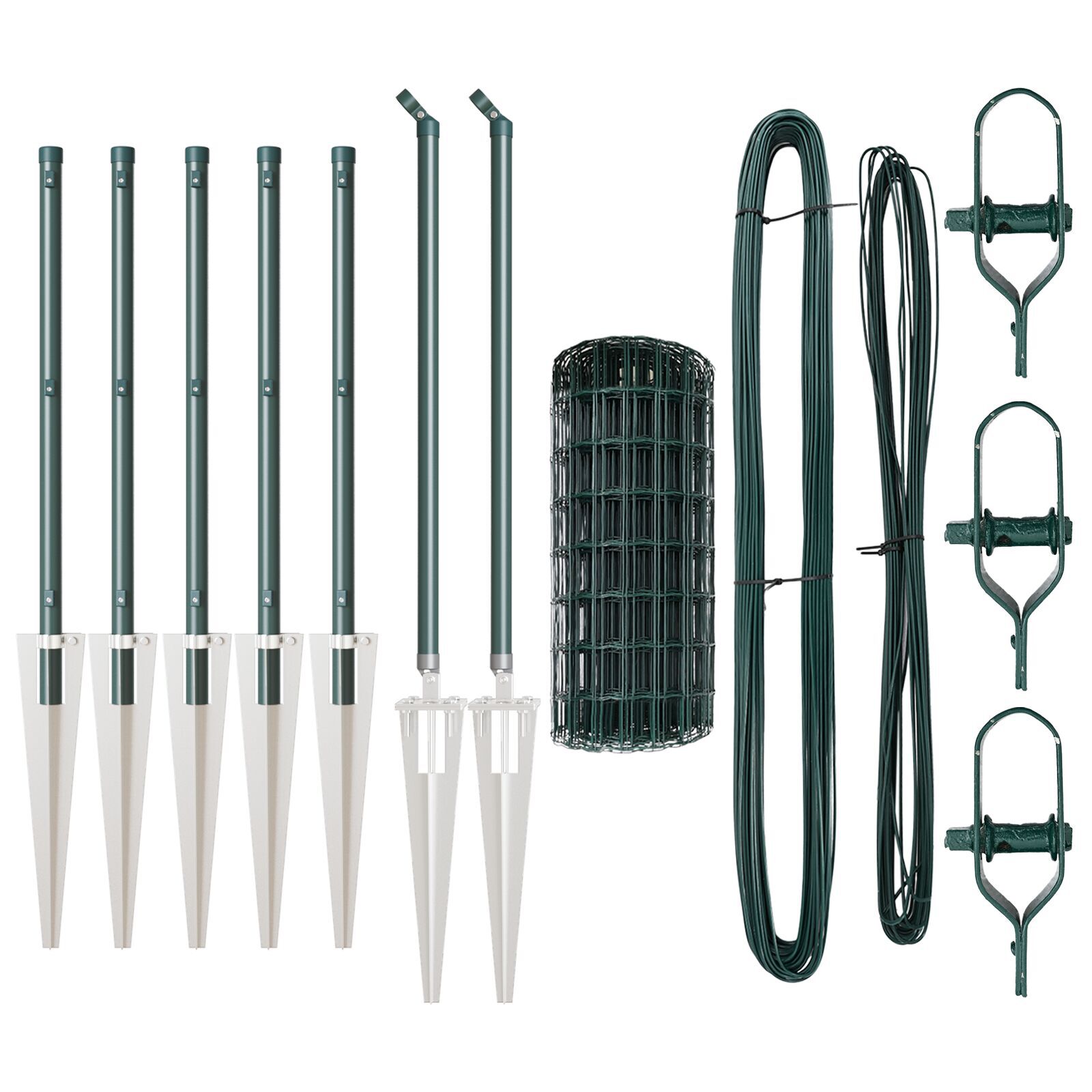 Gard Euro cu 7 Stâlpi cu Vârf 0.4x10 m Oțel Galvanizat Verde GartenMobel Dekor