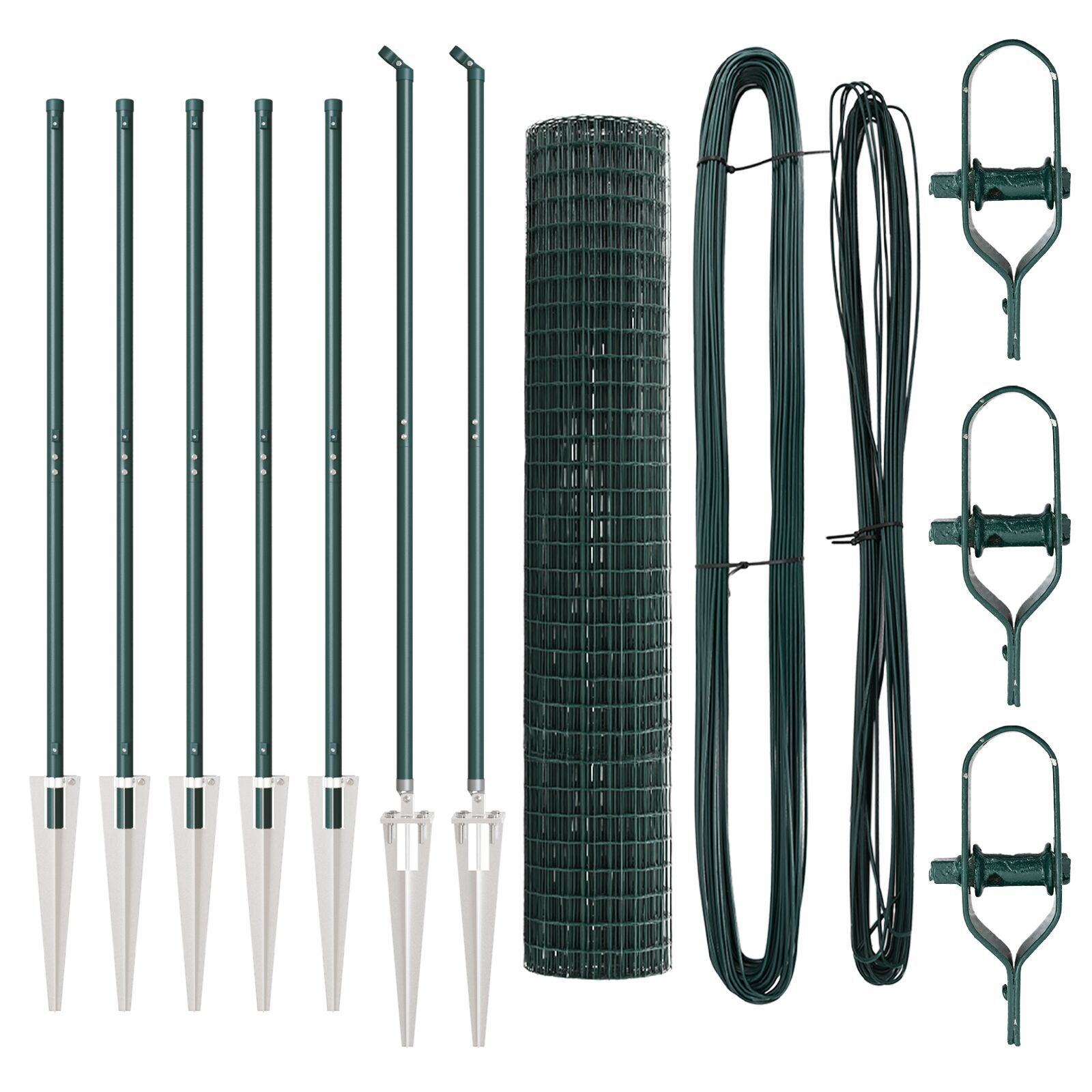 Împrejmuire Euro cu 7 stâlpi cu vârf 1.6x10 m Oțel galvanizat Verde GartenMobel Dekor