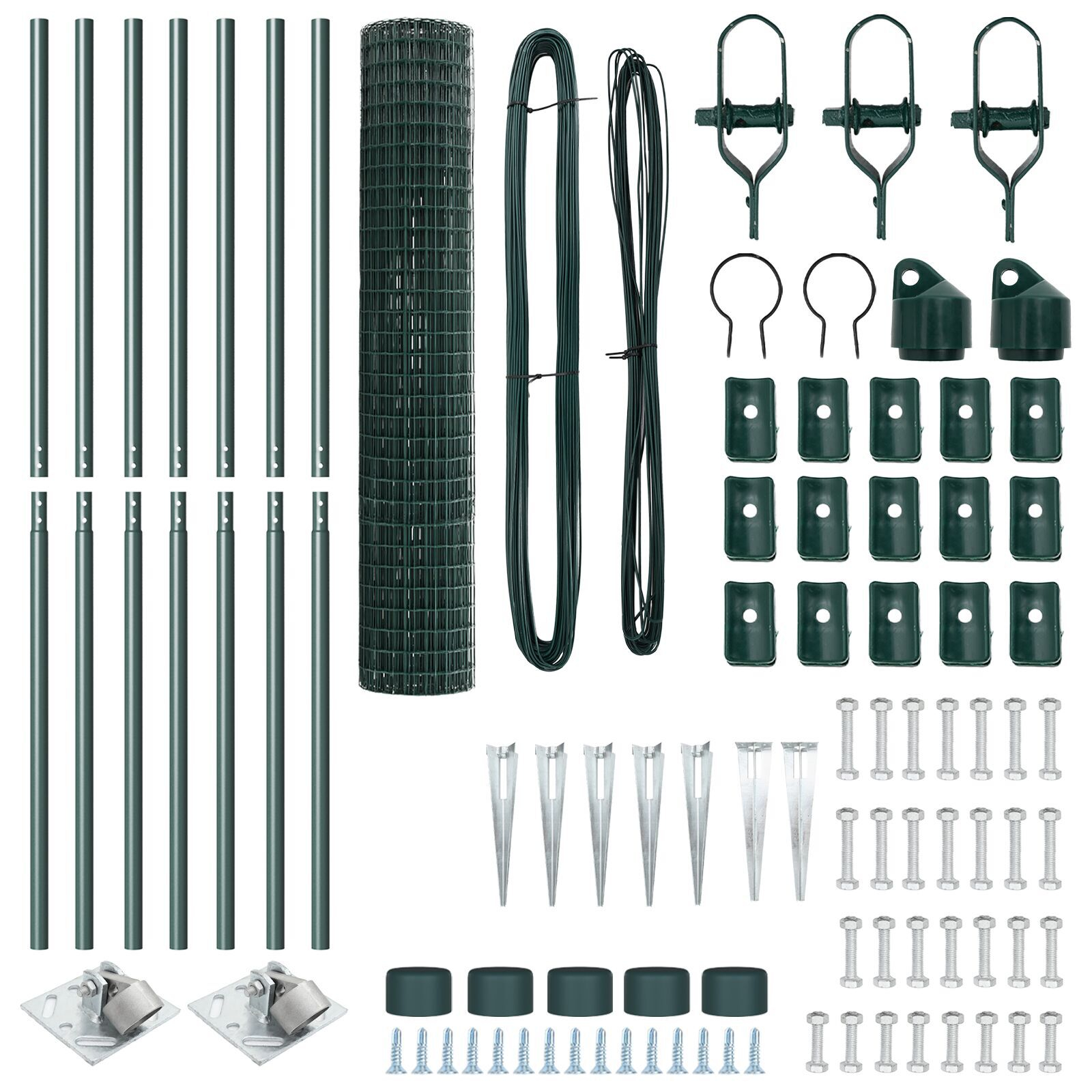 Împrejmuire Euro cu 7 stâlpi cu vârf 1.6x10 m Oțel galvanizat Verde GartenMobel Dekor