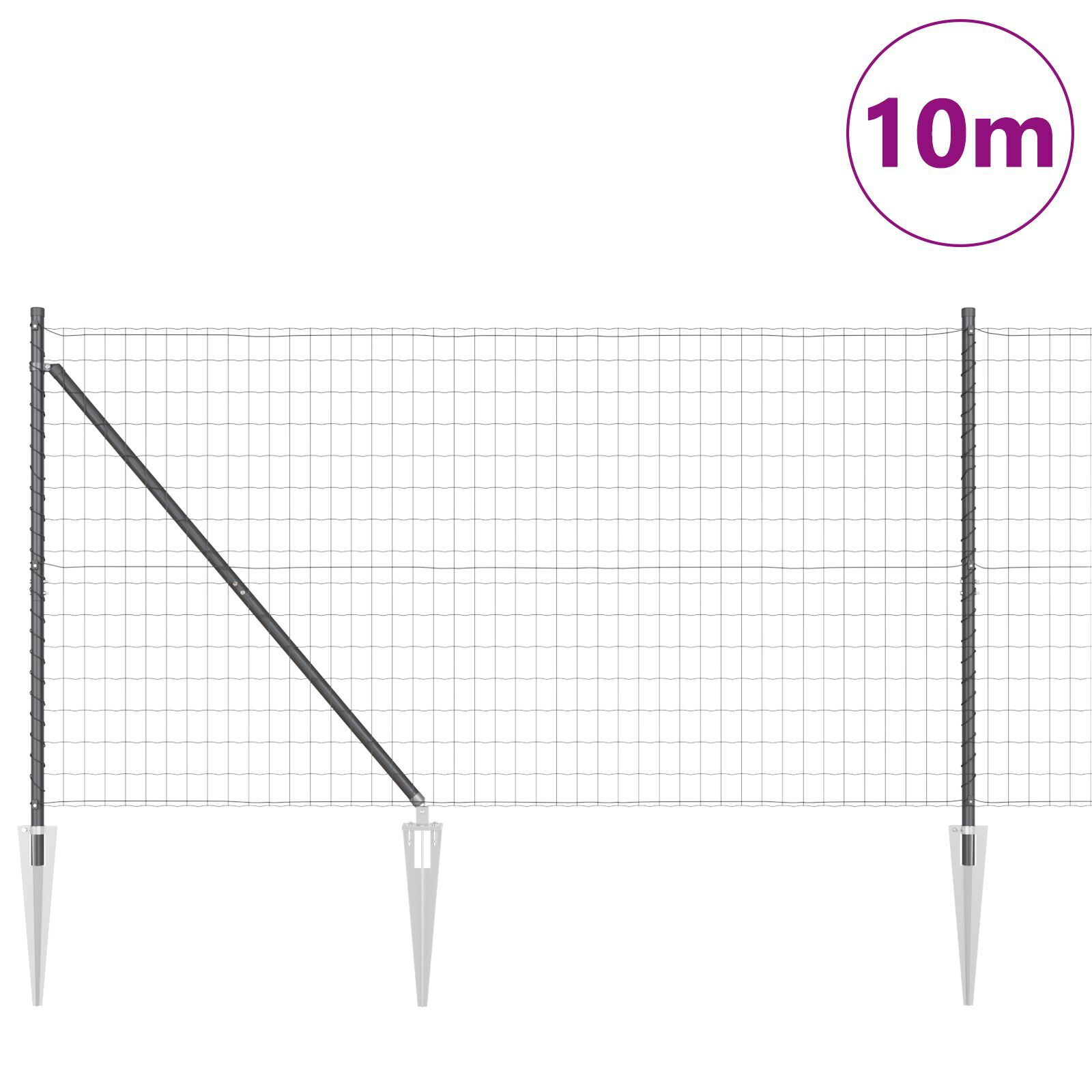 Euro Fence cu 7 Posturi Spike 1.4x10 m Oțel Galvanizat Gri GartenMobel Dekor