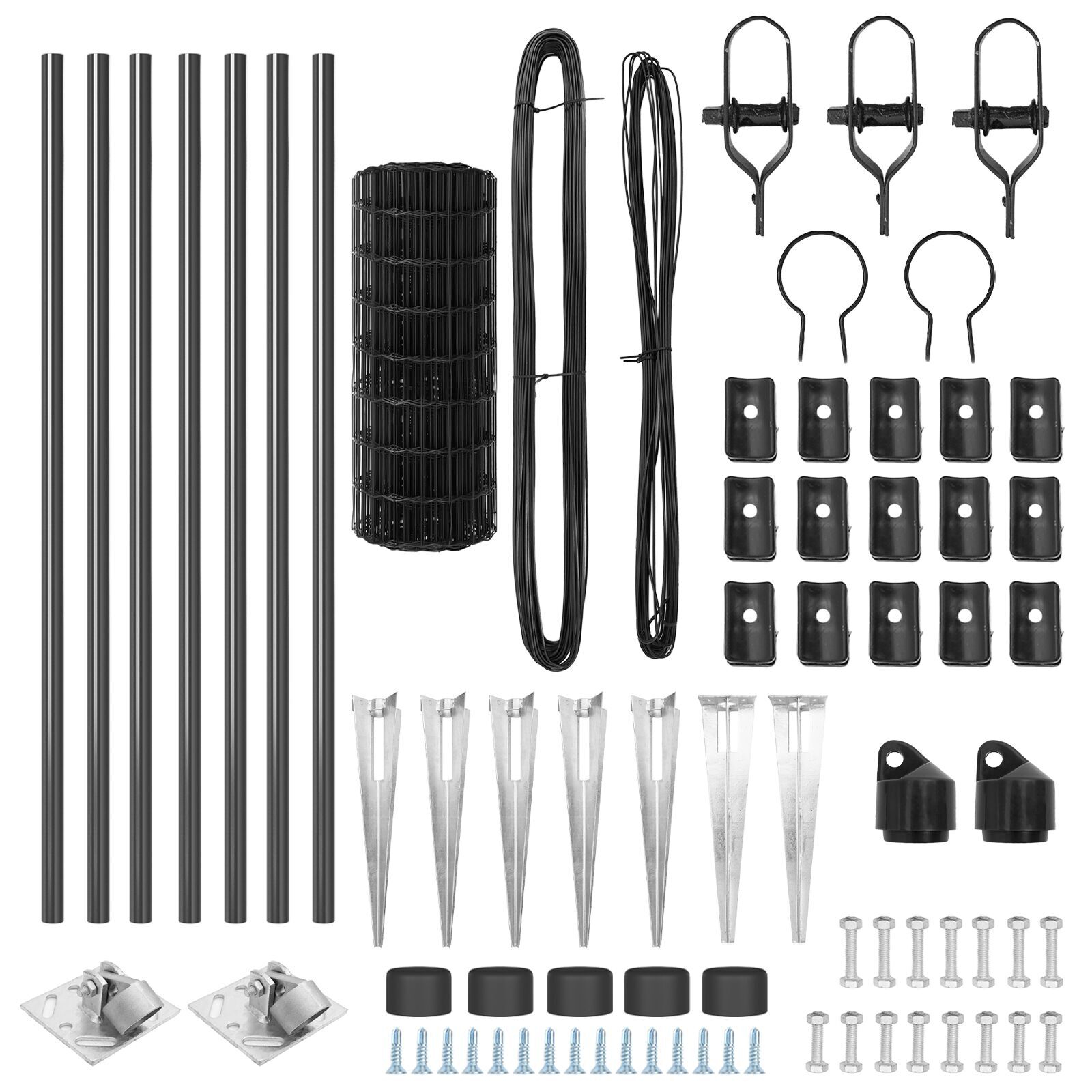 Euro Fence cu 7 stâlpi cu vârf 0.8x10 m din oțel galvanizat gri GartenMobel Dekor